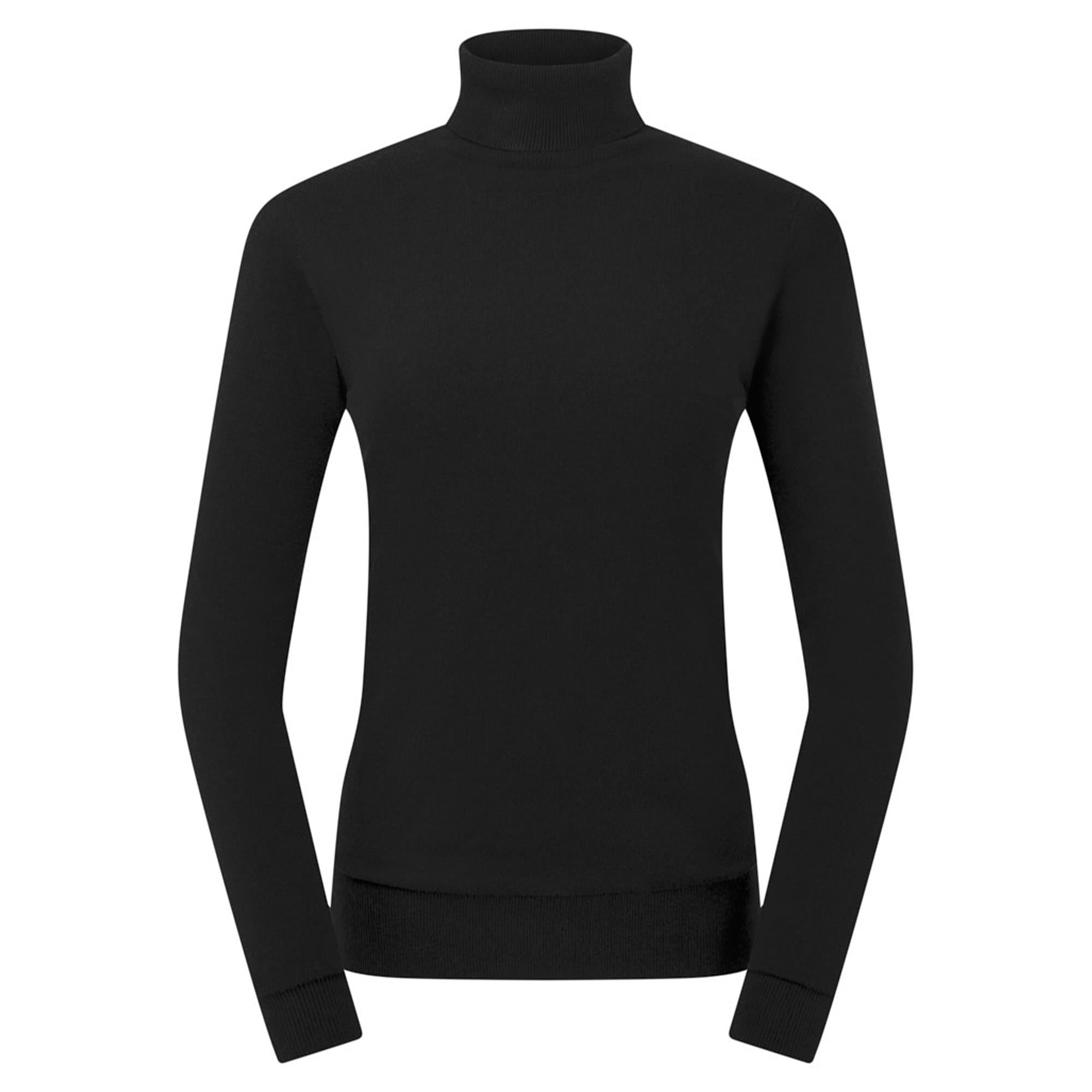 Pure Golf Sarah Super Soft Roll Neck Faux Fur Lining Ladies Pullover Black