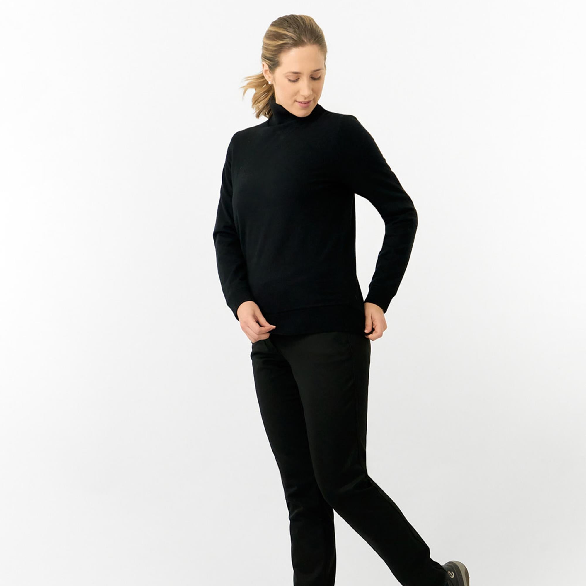 Pure Golf Sarah Super Soft Roll Neck Faux Fur Lining Ladies Pullover Black