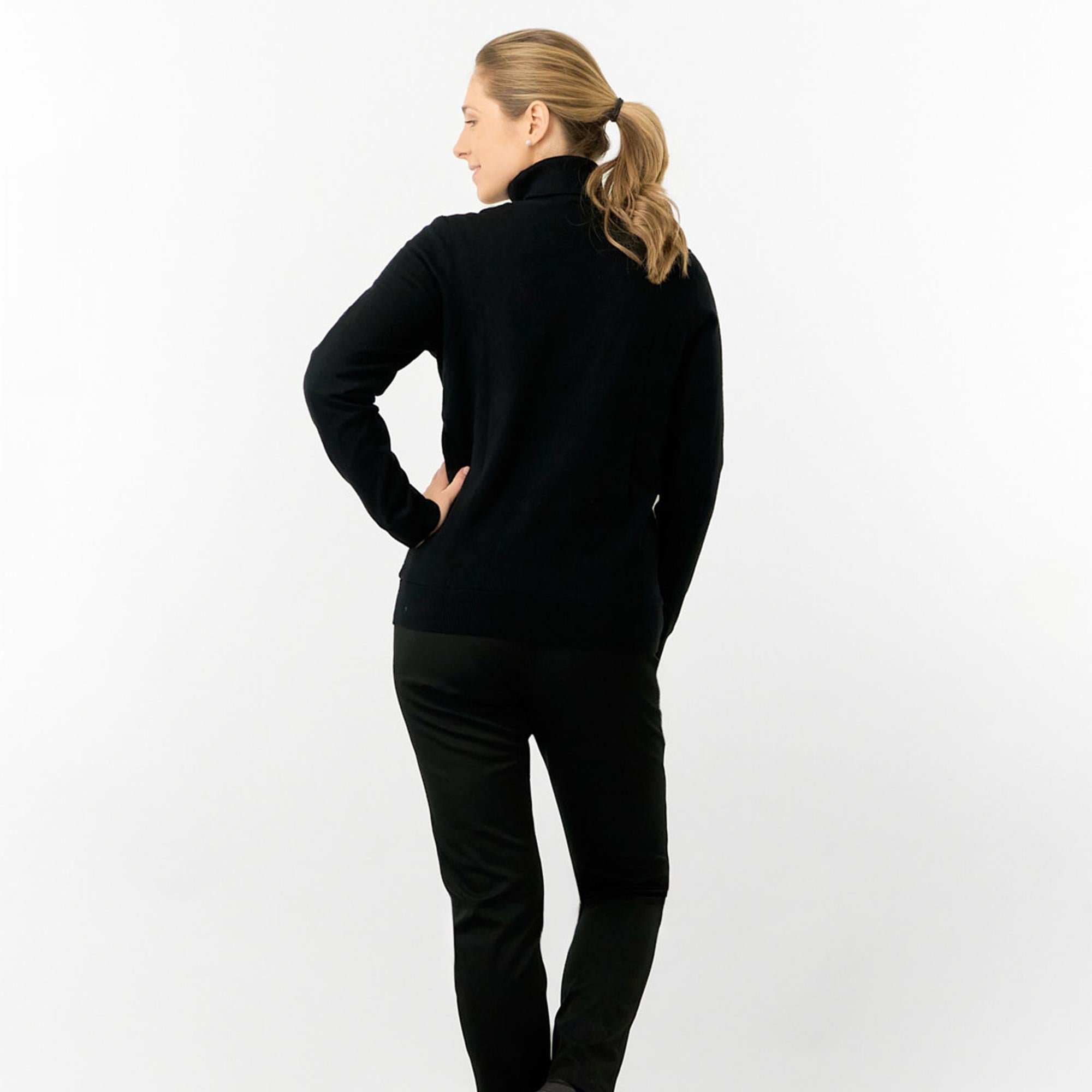 Pure Golf Sarah Super Soft Roll Neck Faux Fur Lining Ladies Pullover Black
