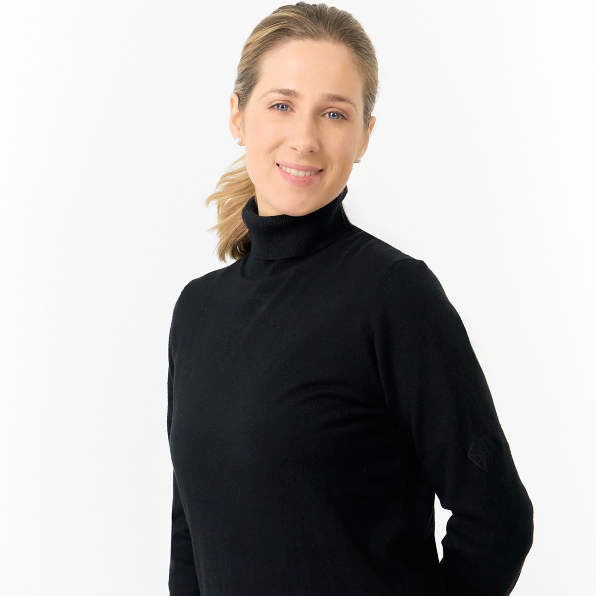Pure Golf Sarah Super Soft Roll Neck Faux Fur Lining Ladies Pullover Black