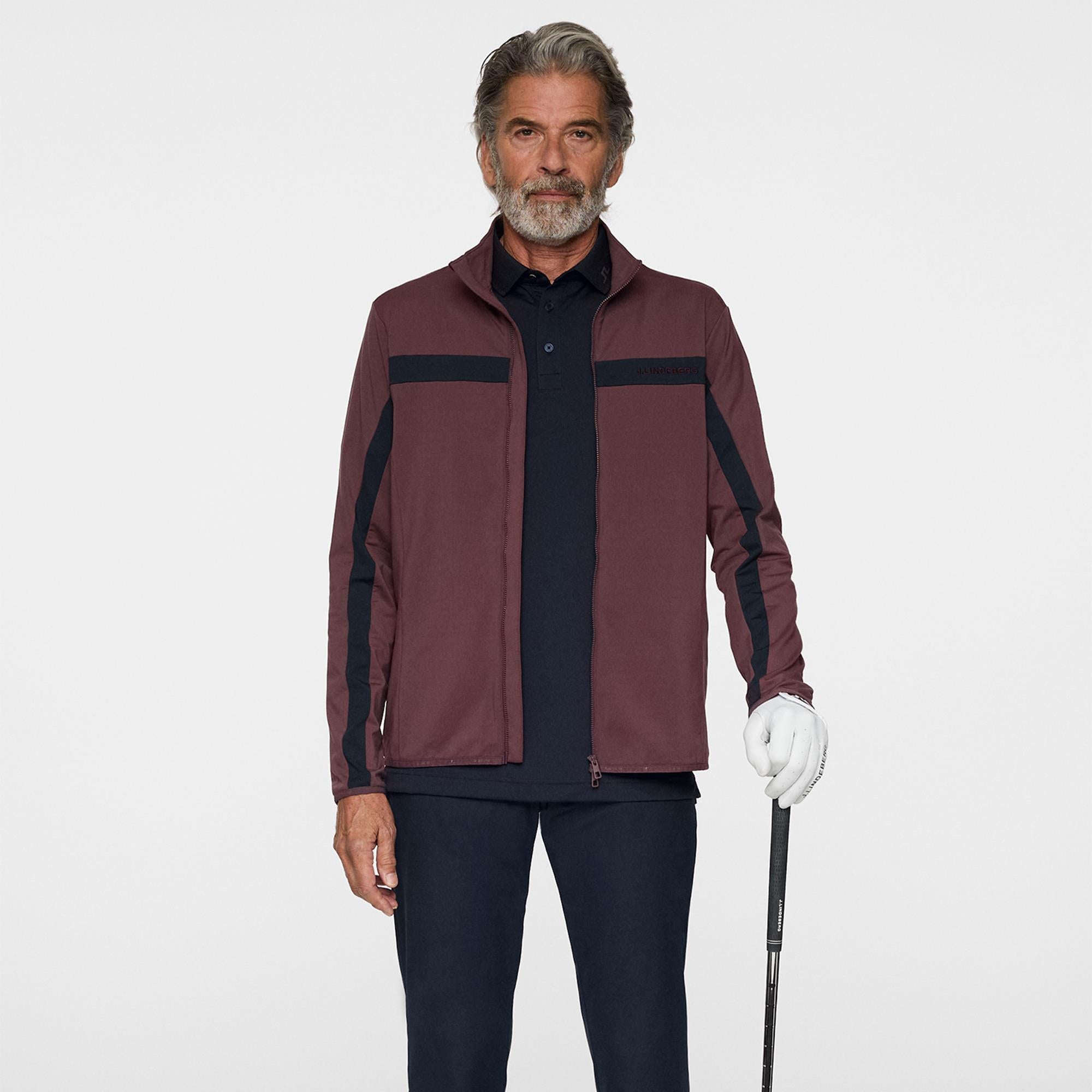 J Lindeberg Jarvis Mens Golf Mid Layer Huckleberry