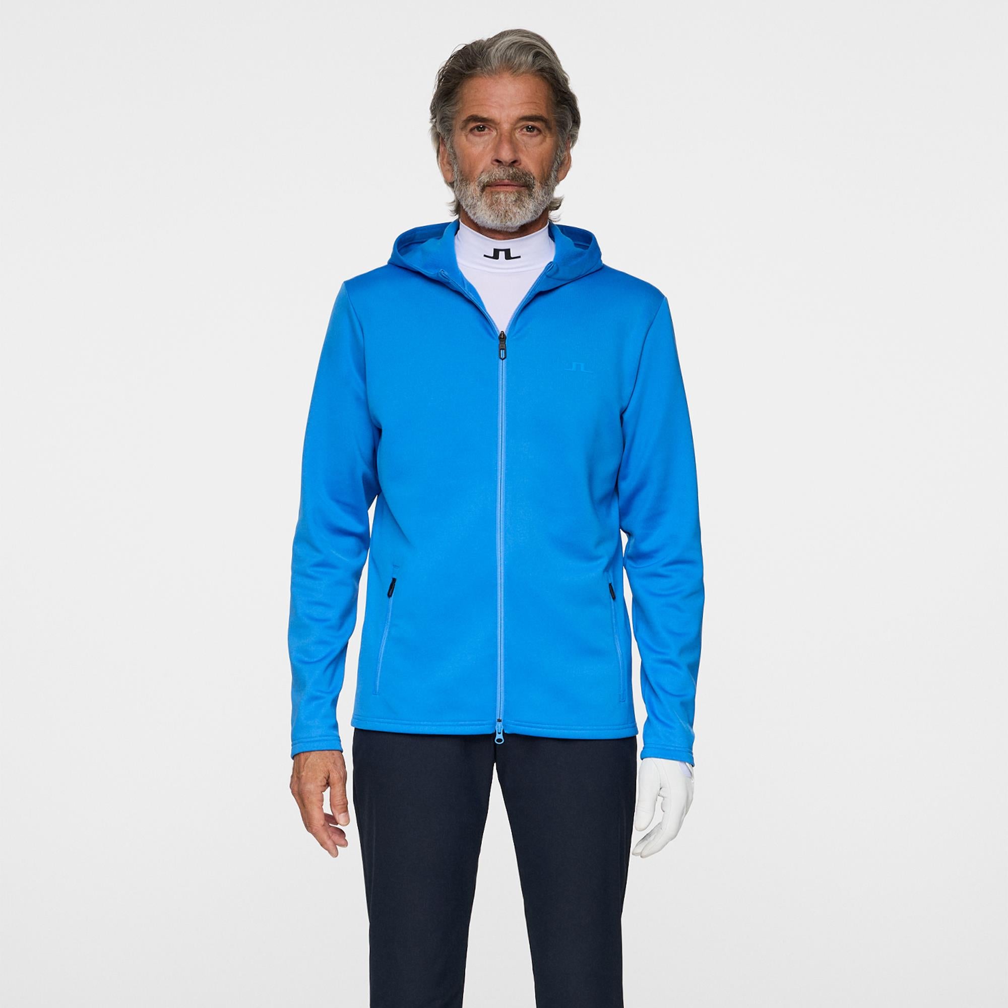 J Lindeberg Aerial Full Zip Mens Golf Hoodie Sonic Blue