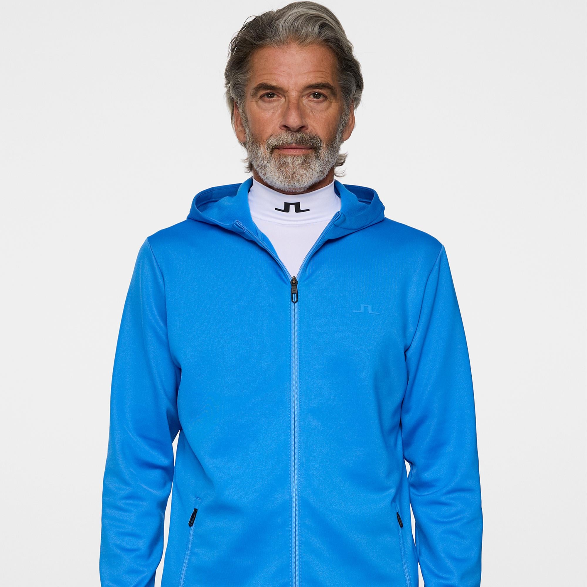 J Lindeberg Aerial Full Zip Mens Golf Hoodie Sonic Blue