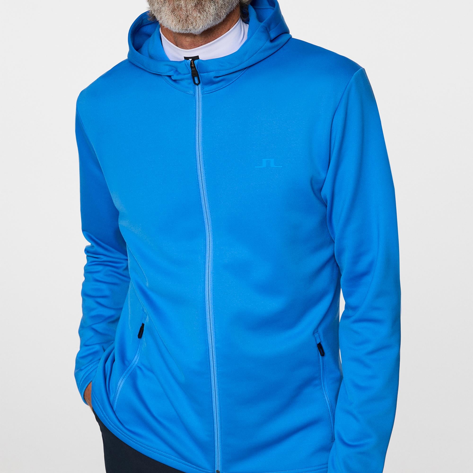 J Lindeberg Aerial Full Zip Mens Golf Hoodie Sonic Blue