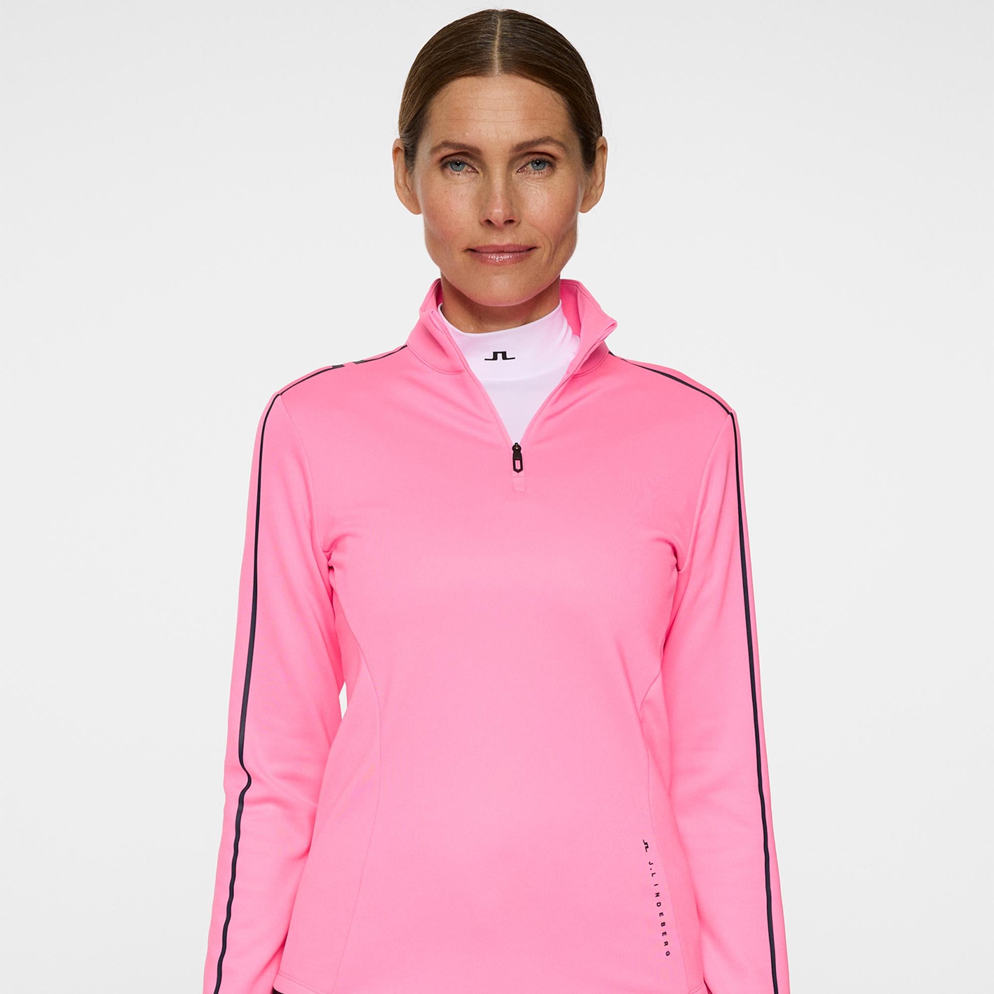 J Lindeberg Nefe Quarter Zip Ladies Golf Mid Layer Eosine Pink