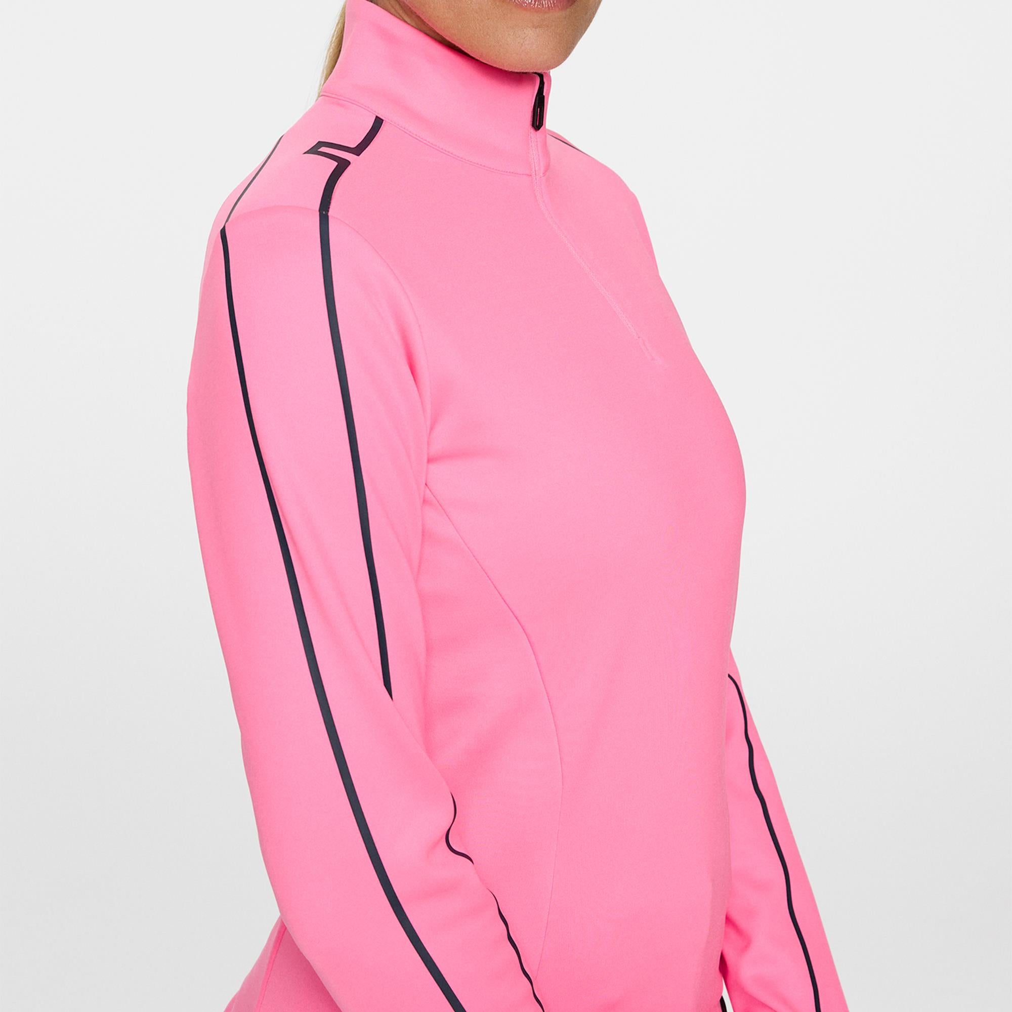 J Lindeberg Nefe Quarter Zip Ladies Golf Mid Layer Eosine Pink