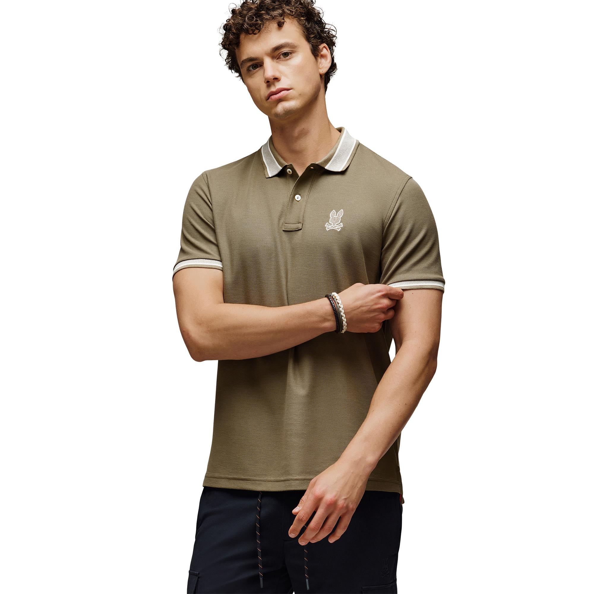 Psycho Bunny Harlow Pique Mens Polo Shirt Dusky Green