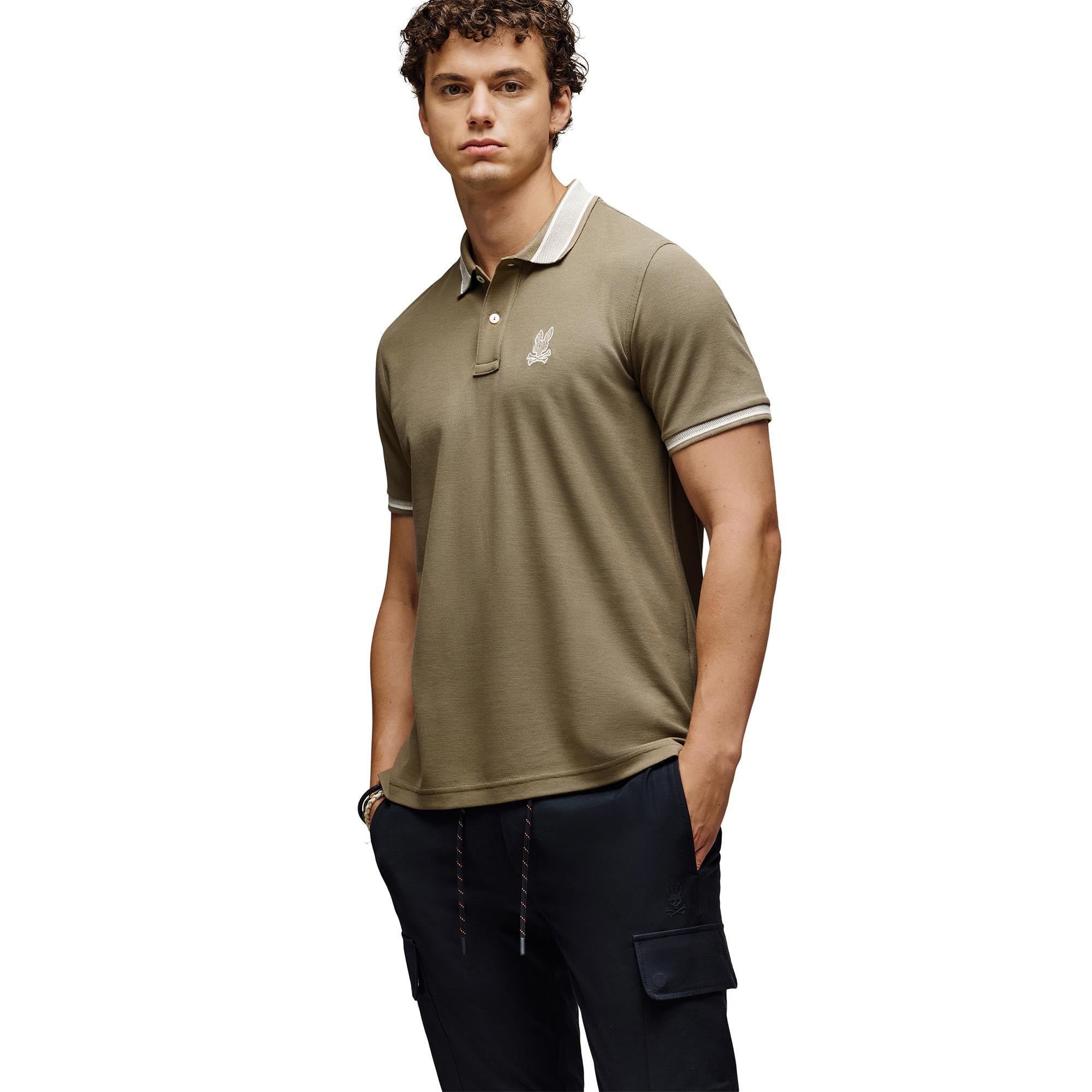 Psycho Bunny Harlow Pique Mens Polo Shirt Dusky Green