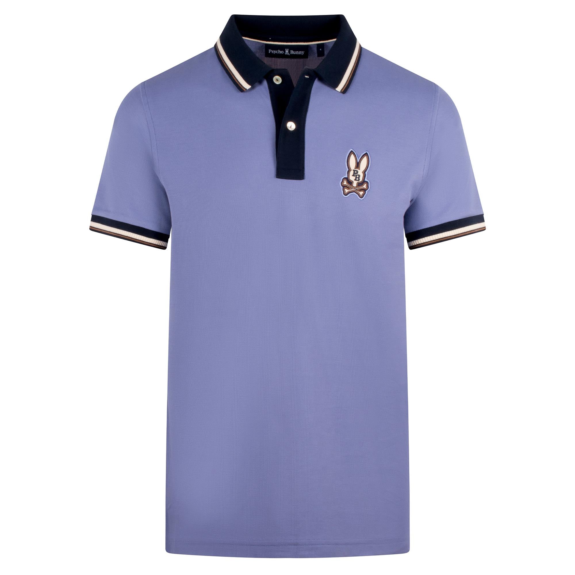 Psycho Bunny Wade Pique Mens Polo Shirt Blue Ice