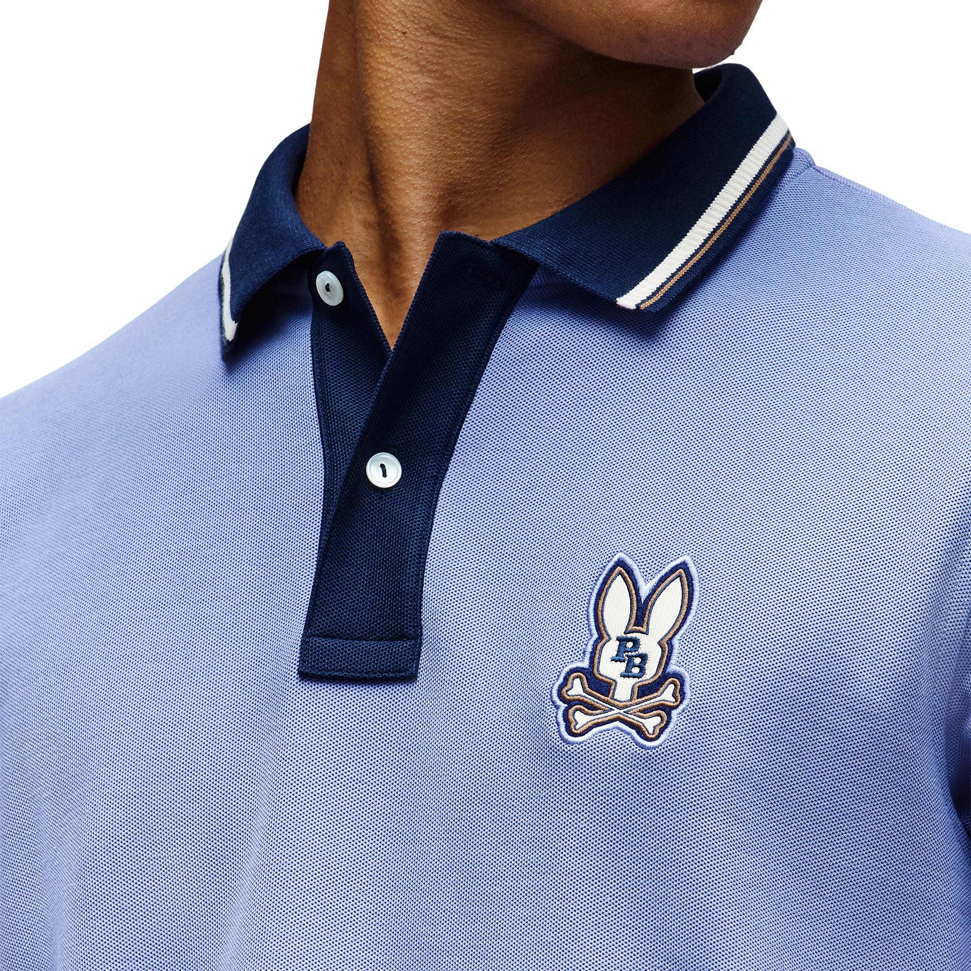 Psycho Bunny Wade Pique Mens Polo Shirt Blue Ice