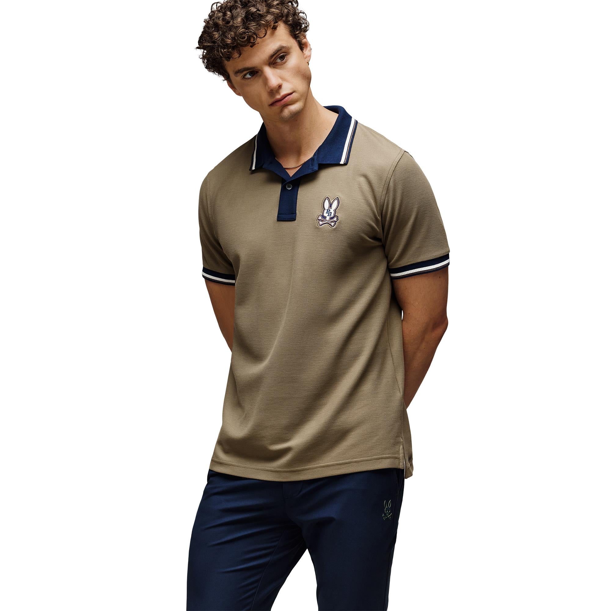 Psycho Bunny Wade Pique Mens Polo Shirt Dusky Green