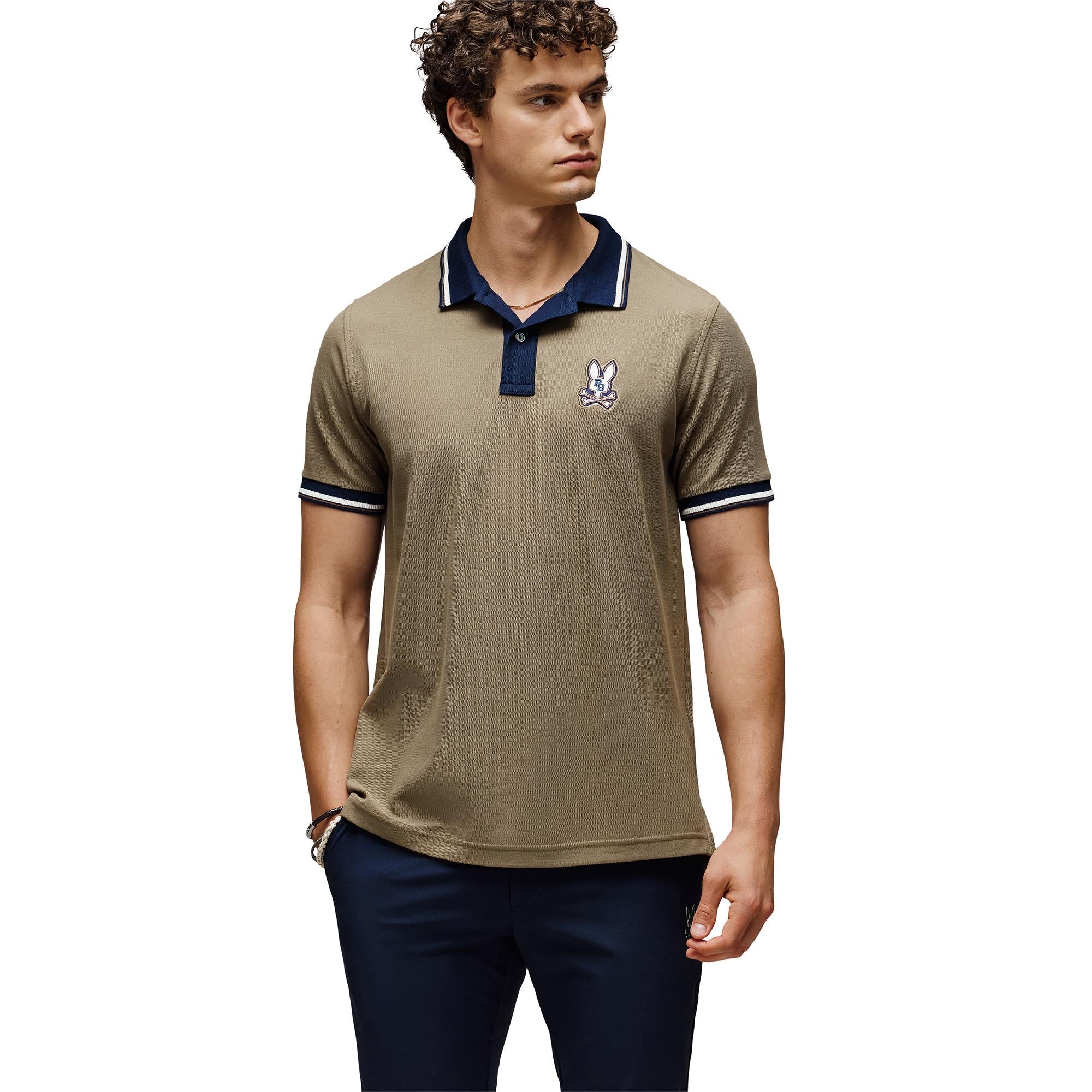 Psycho Bunny Wade Pique Mens Polo Shirt Dusky Green