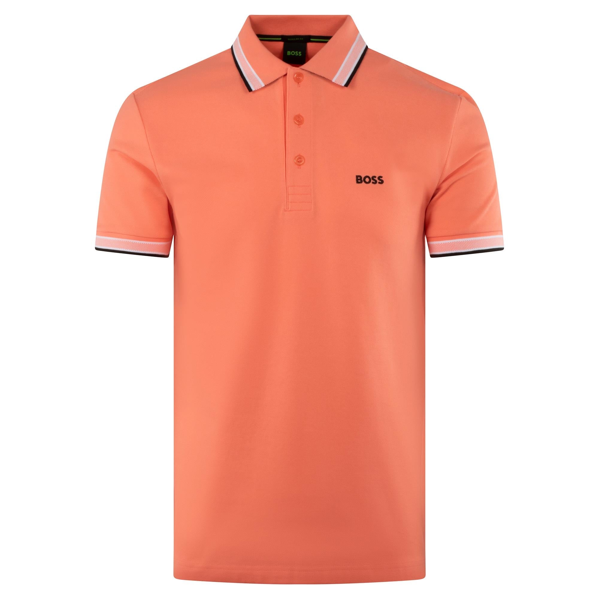Boss Paddy Cotton Pique Mens Polo Shirt Pastel Orange