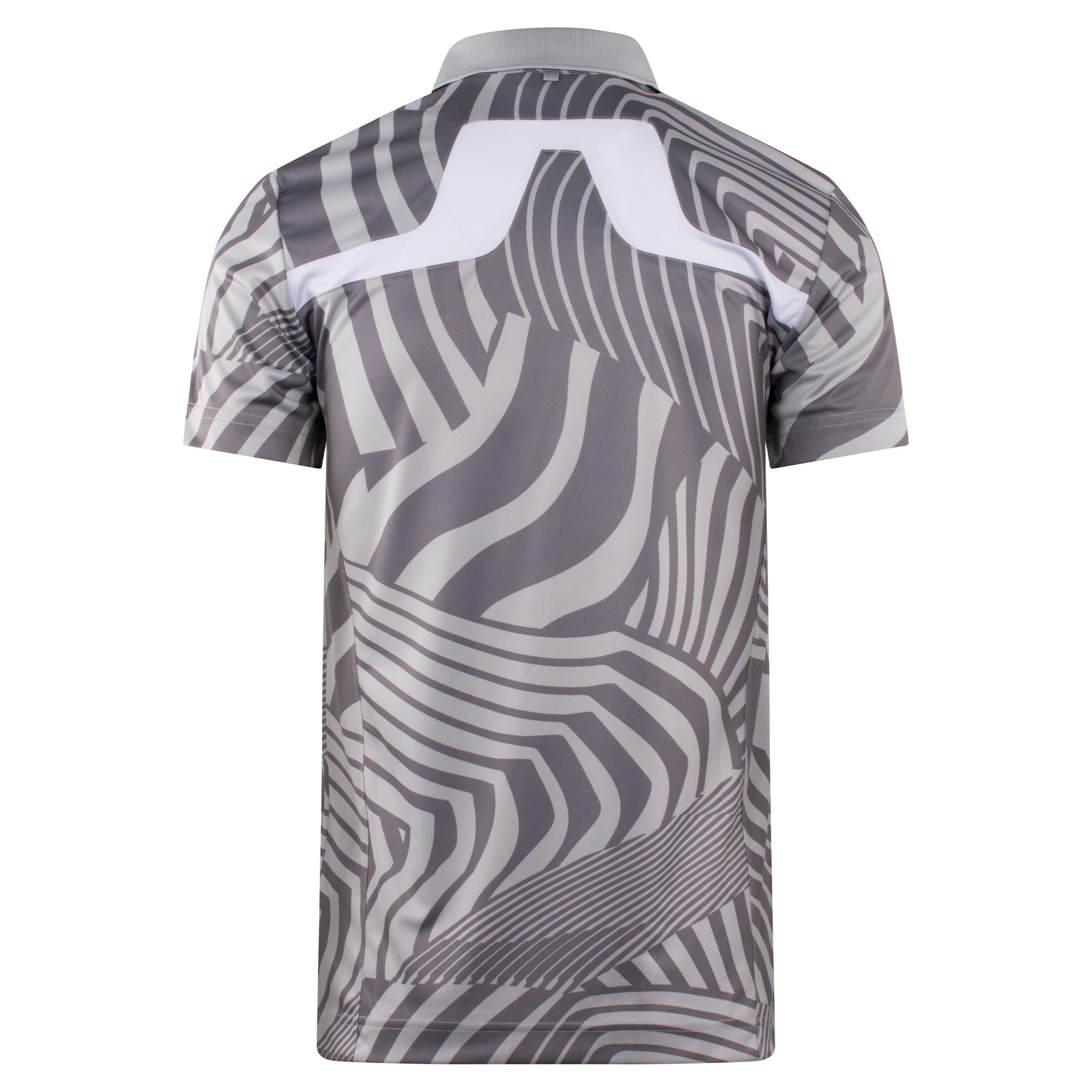 J Lindeberg KV Tour Print Mens Golf Polo Shirt Dazzle Wave Light Grey Melange