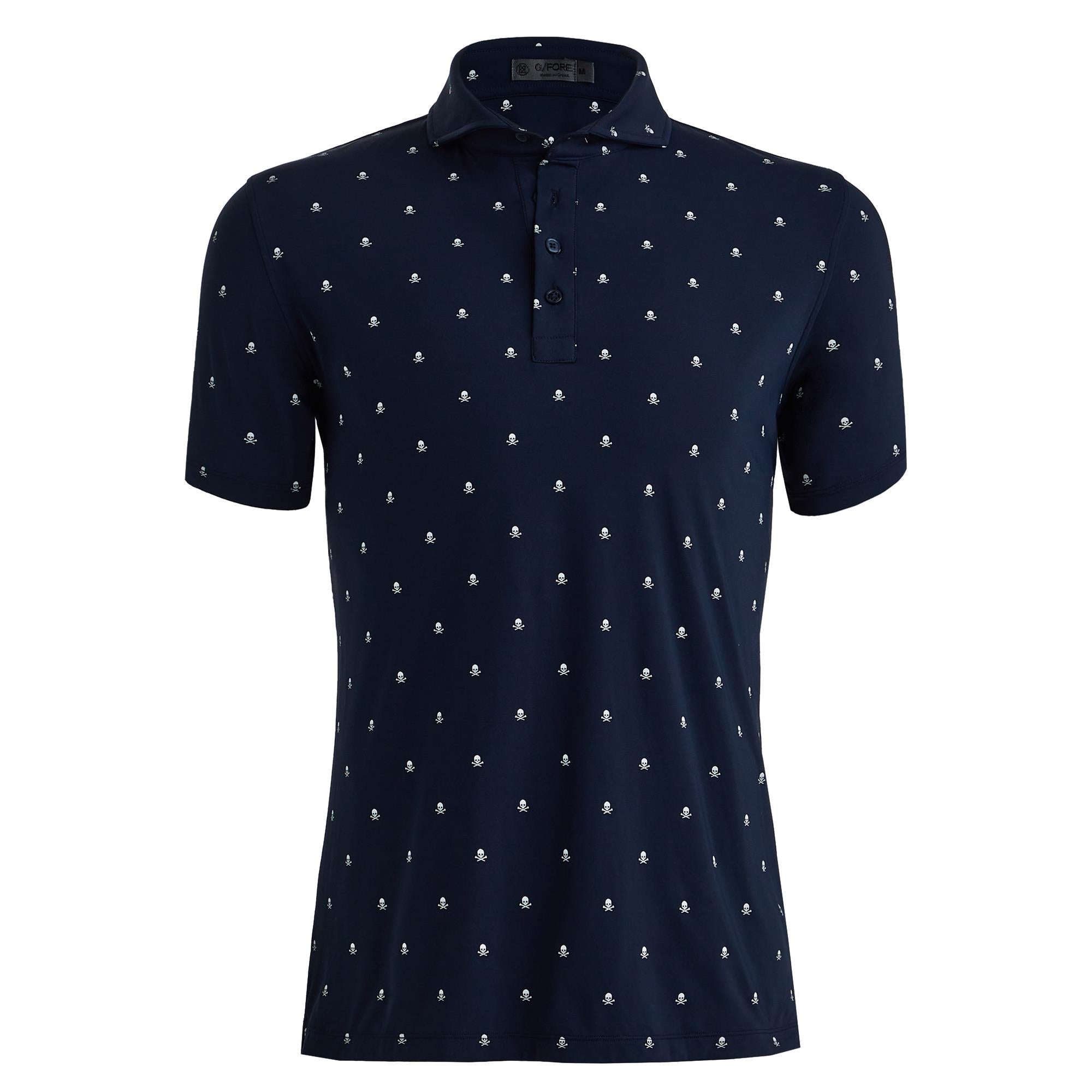 G/FORE Skull & T's Ice Nylon Tailored Mens Golf Polo Shirt Twilight
