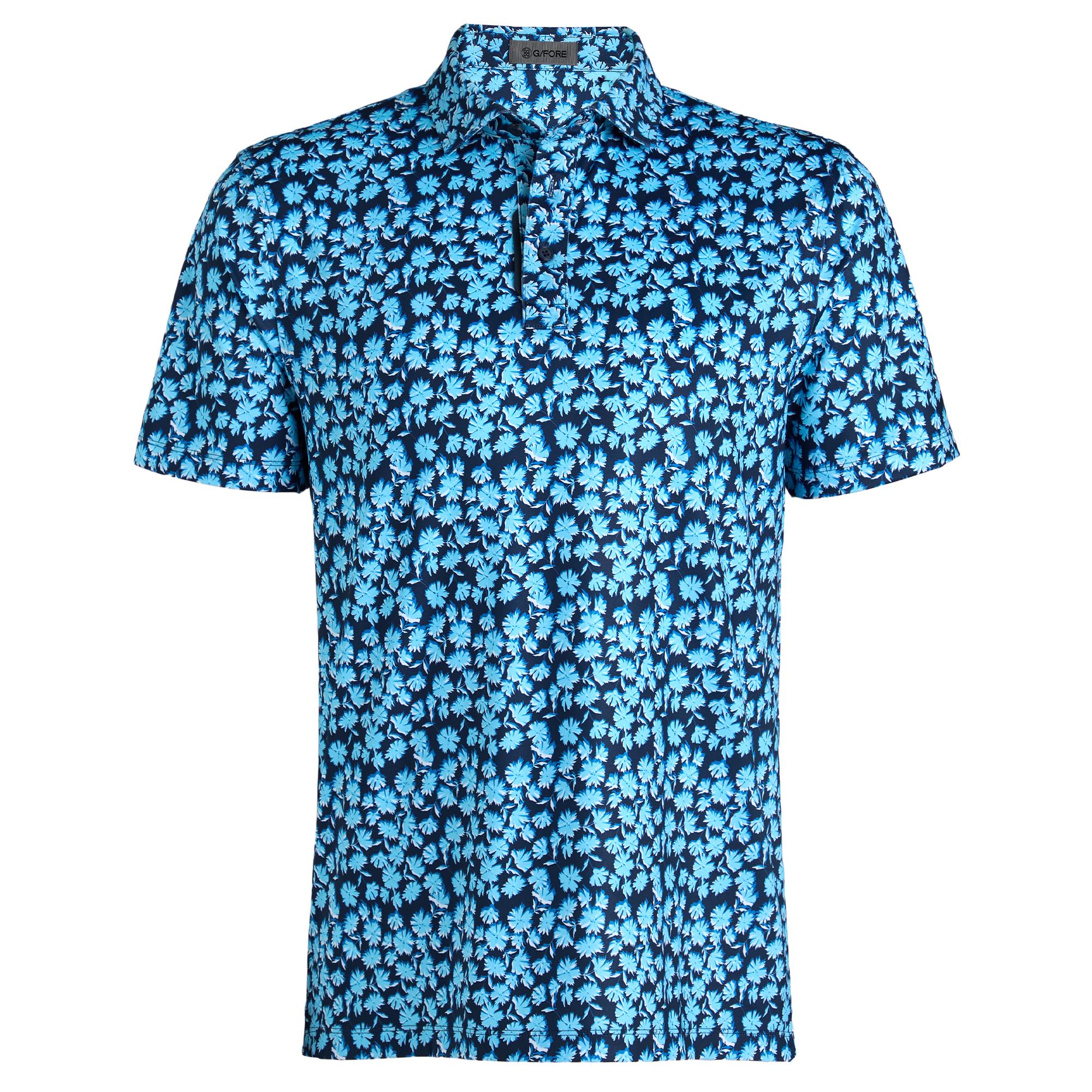 G/FORE Optical Floral Tech Stretch Jersey Mens Golf Polo Shirt Breeze