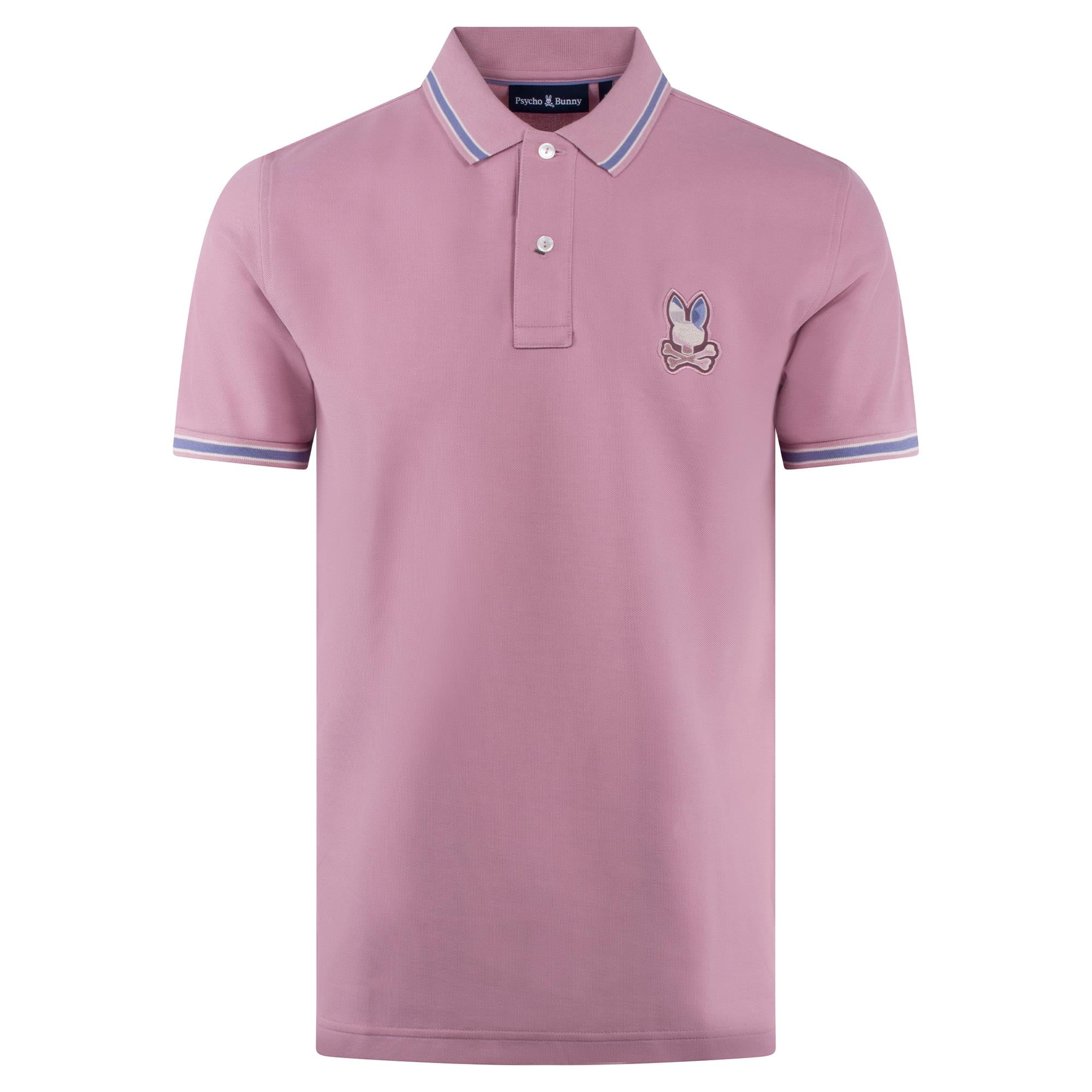 Psycho Bunny Dante Pique Mens Polo Shirt Mauve Shadows