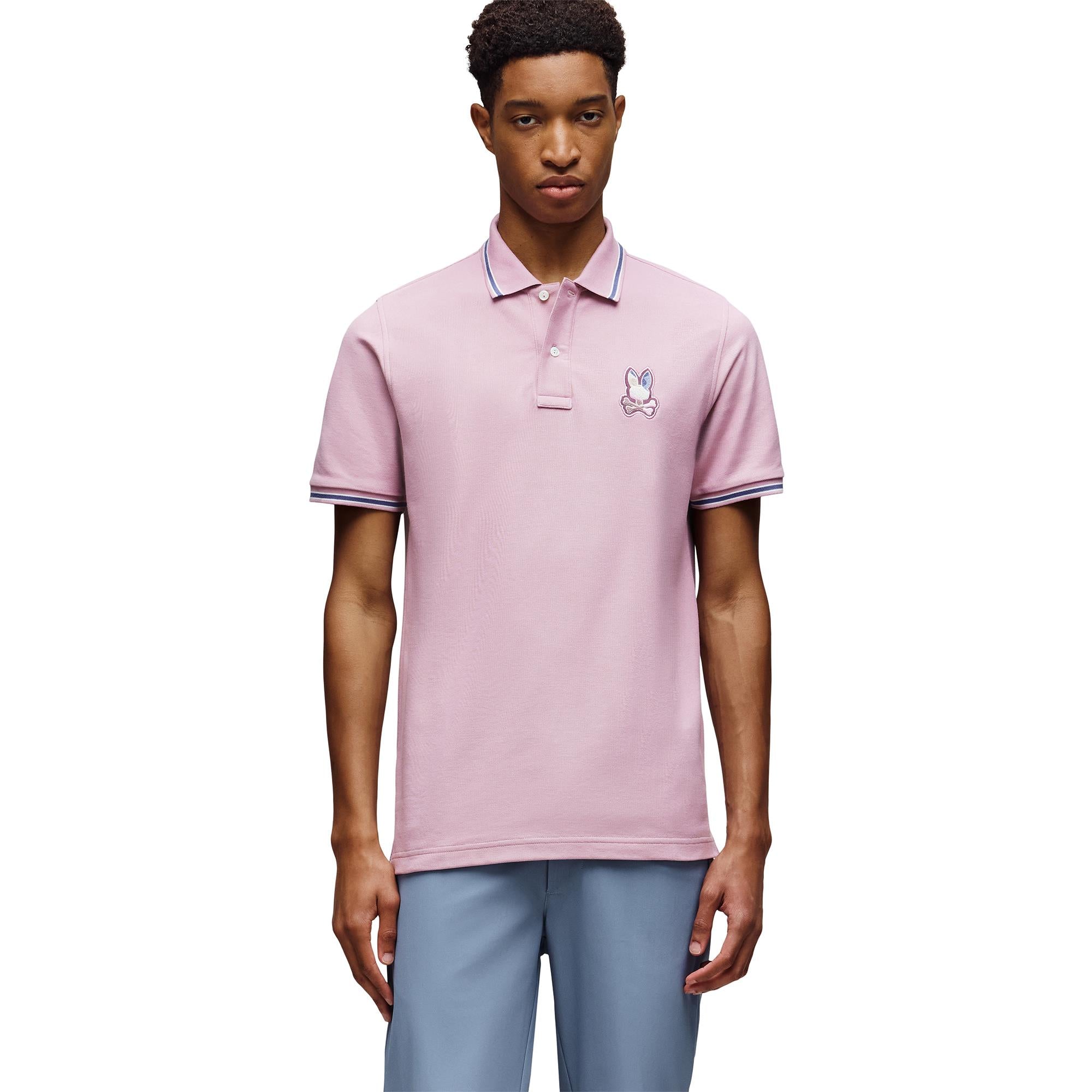 Psycho Bunny Dante Pique Mens Polo Shirt Mauve Shadows