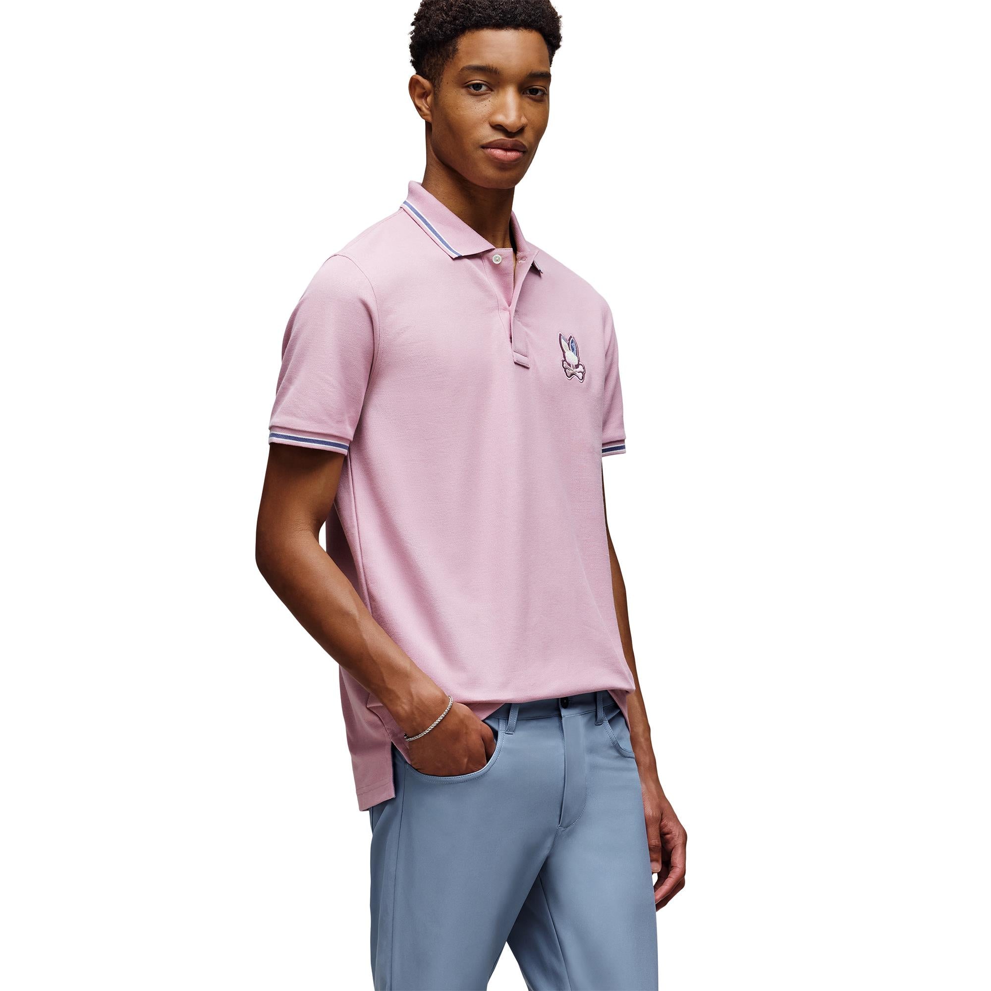 Psycho Bunny Dante Pique Mens Polo Shirt Mauve Shadows