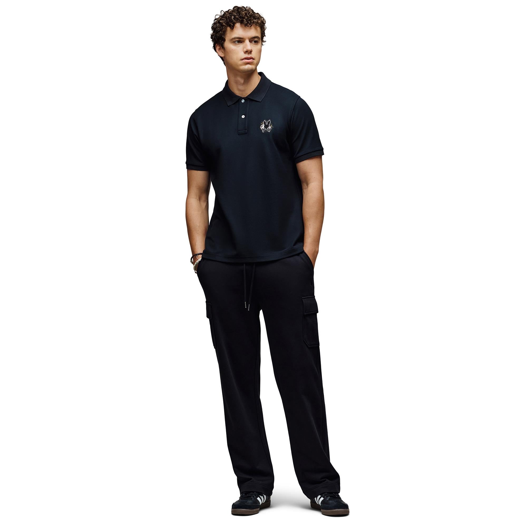 Psycho Bunny Auguste Pique Mens Polo Shirt Black