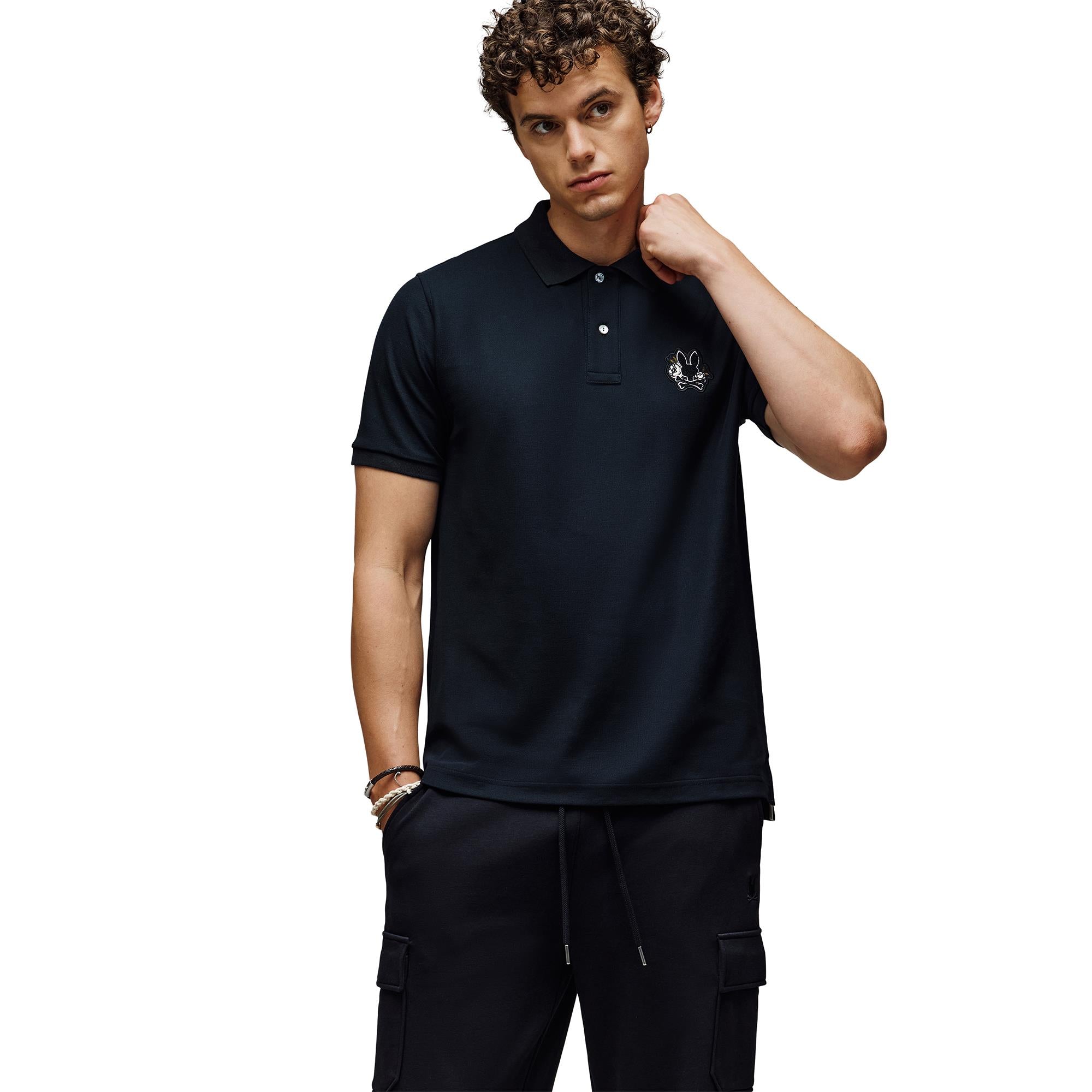 Psycho Bunny Auguste Pique Mens Polo Shirt Black