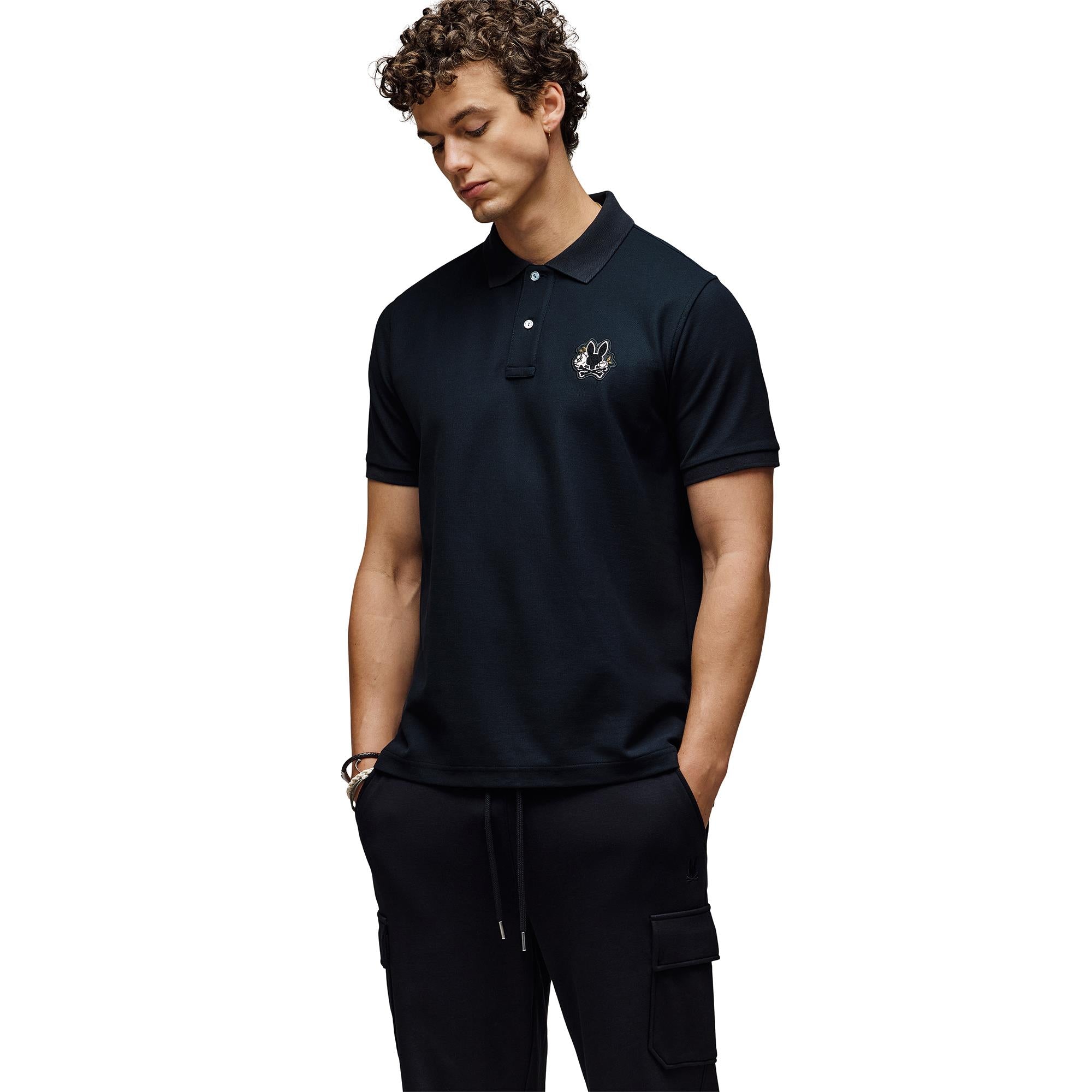 Psycho Bunny Auguste Pique Mens Polo Shirt Black