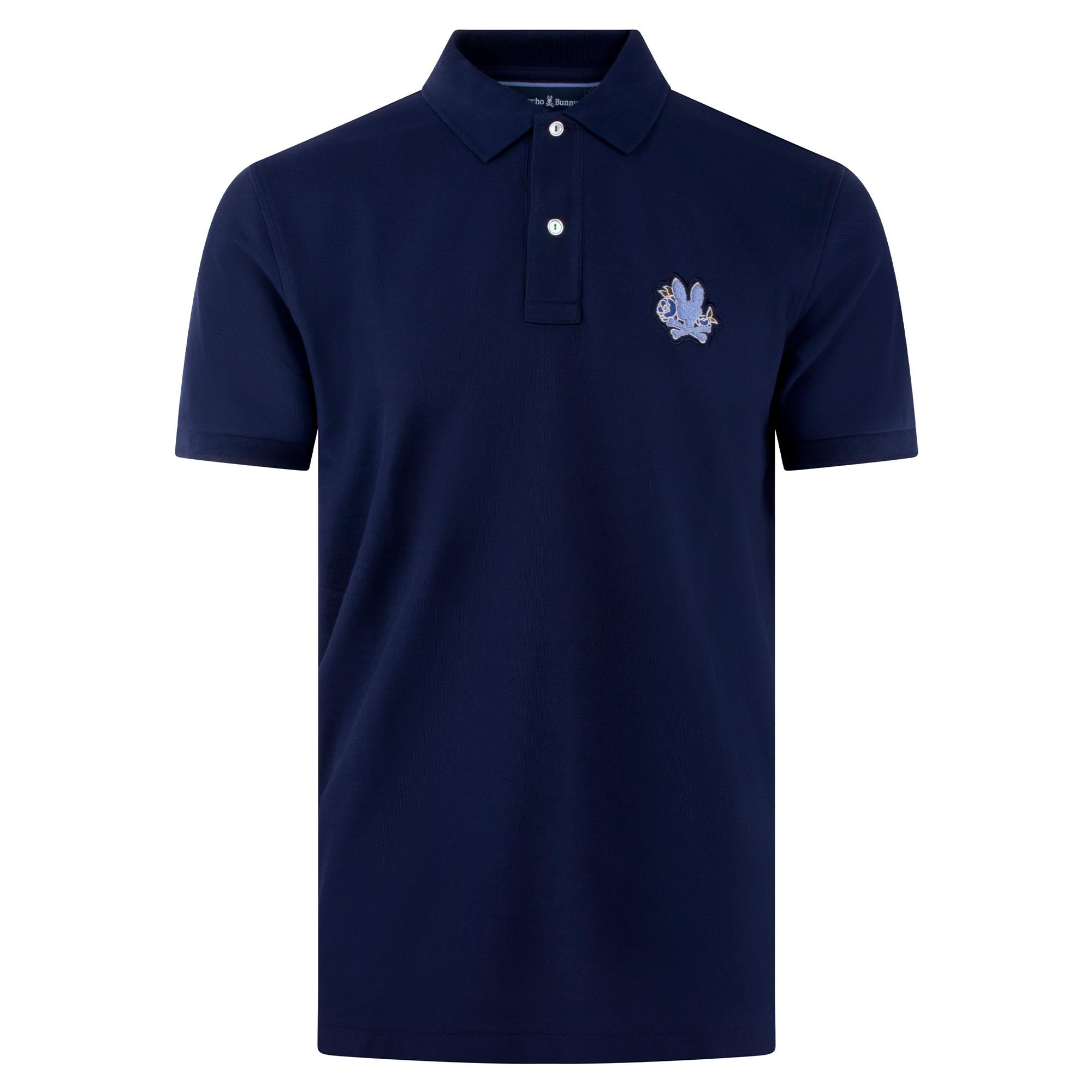 Psycho Bunny Auguste Pique Mens Polo Shirt Evening Blue