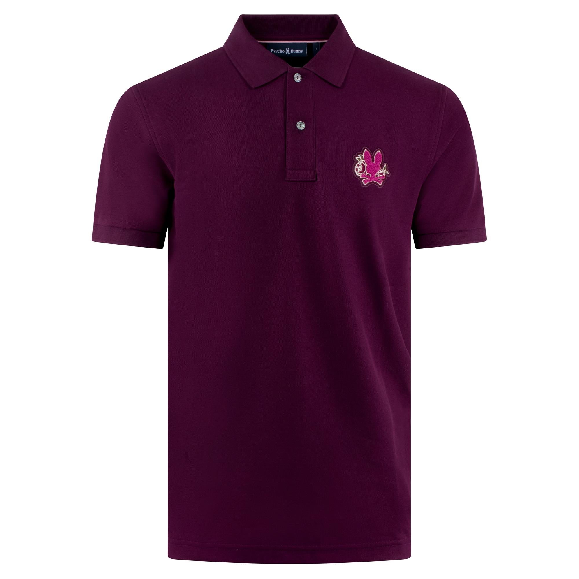 Psycho Bunny Auguste Pique Mens Polo Shirt Potent Purple