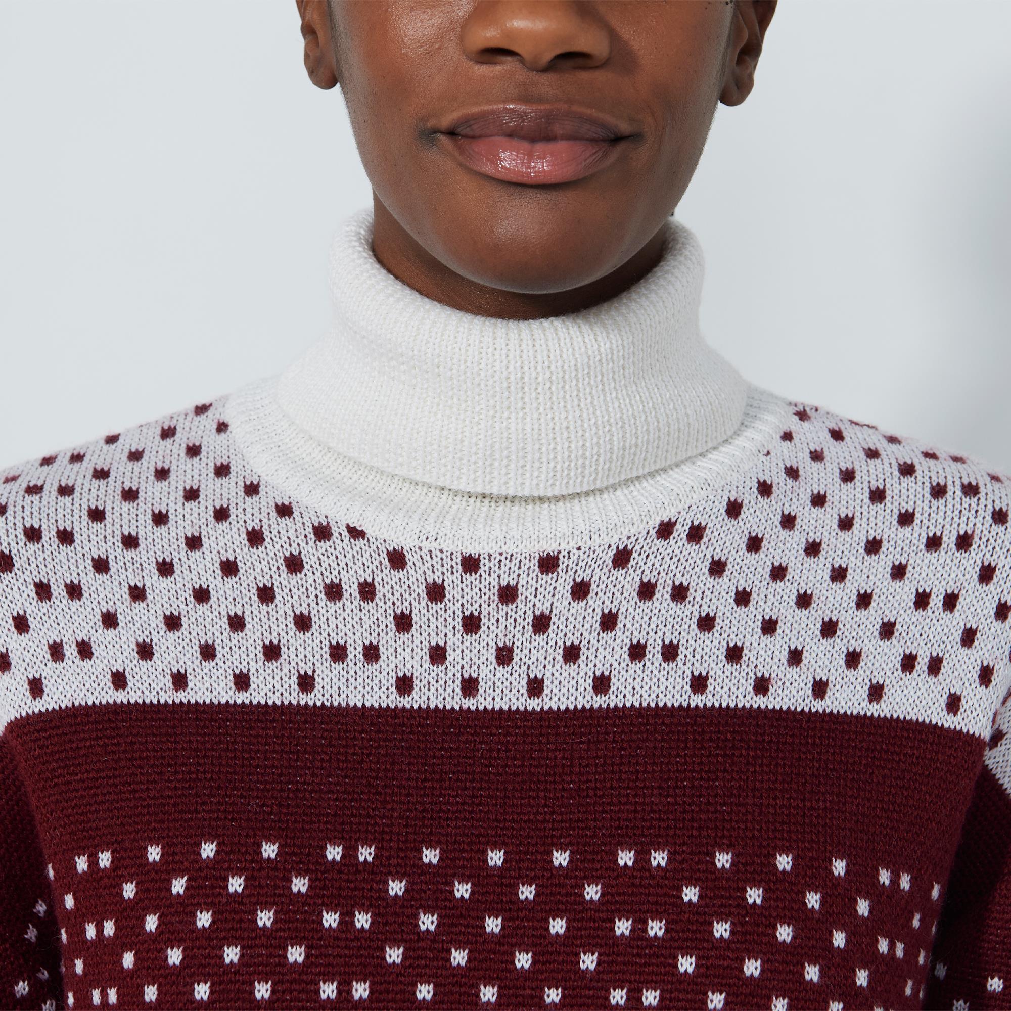 Daily Sports Dot Roll Neck Ladies Knitted Pullover Winery