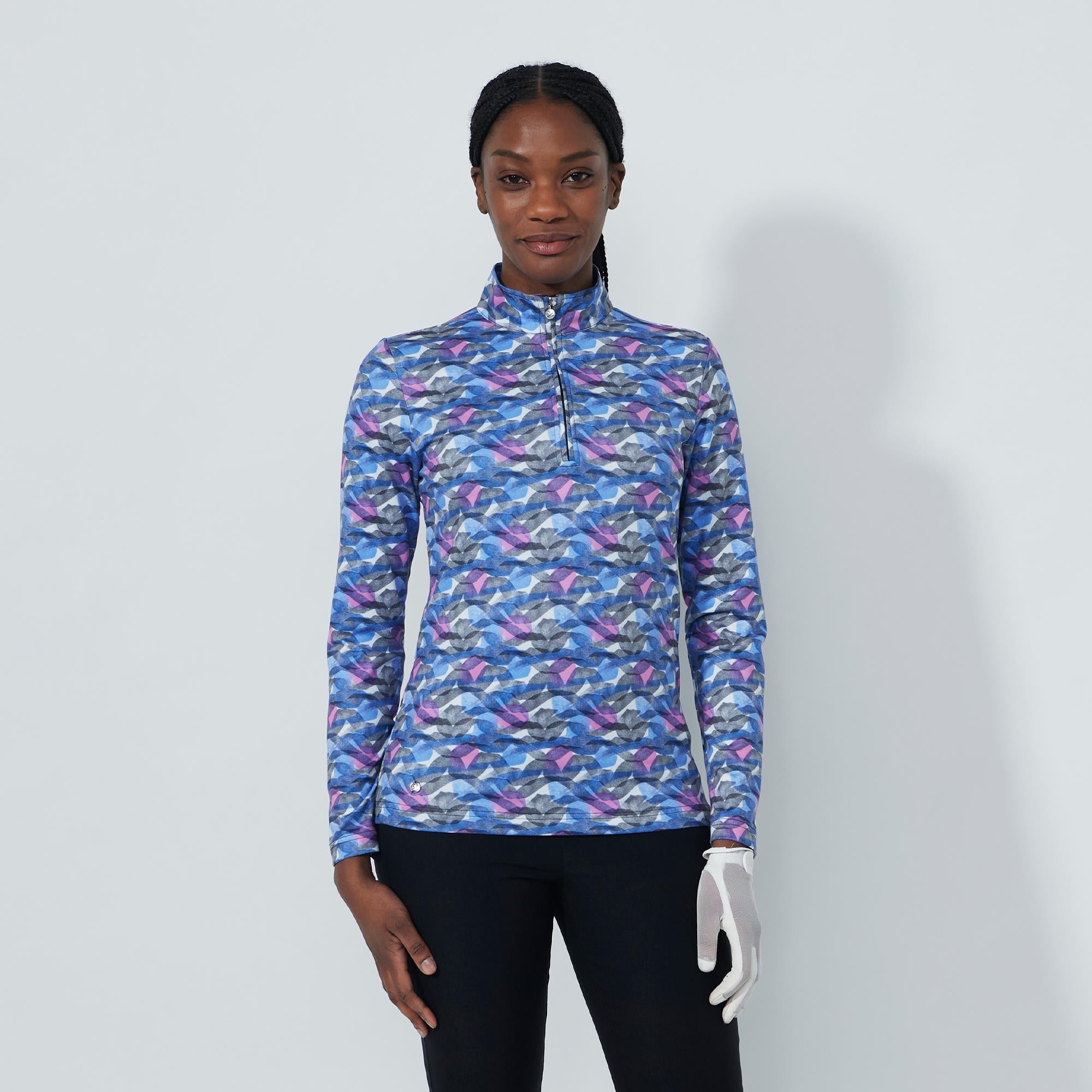 Daily Sports Print Peached Ladies Long Sleeve Polo Shirt Interwined