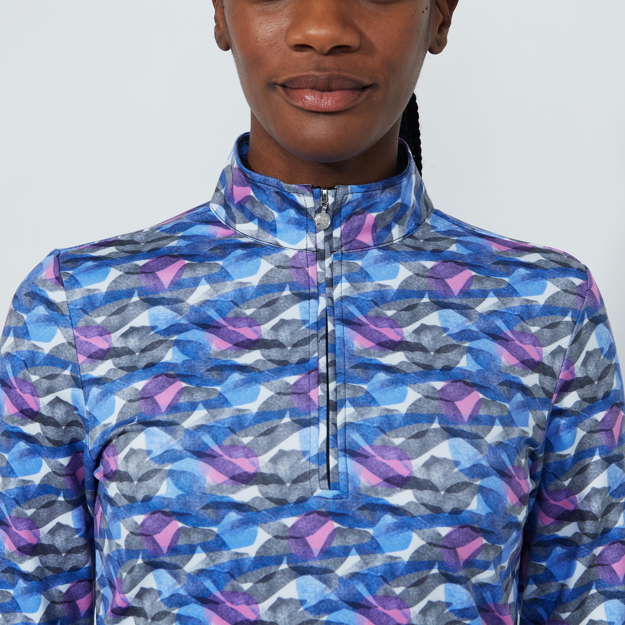 Daily Sports Print Peached Ladies Long Sleeve Polo Shirt Interwined