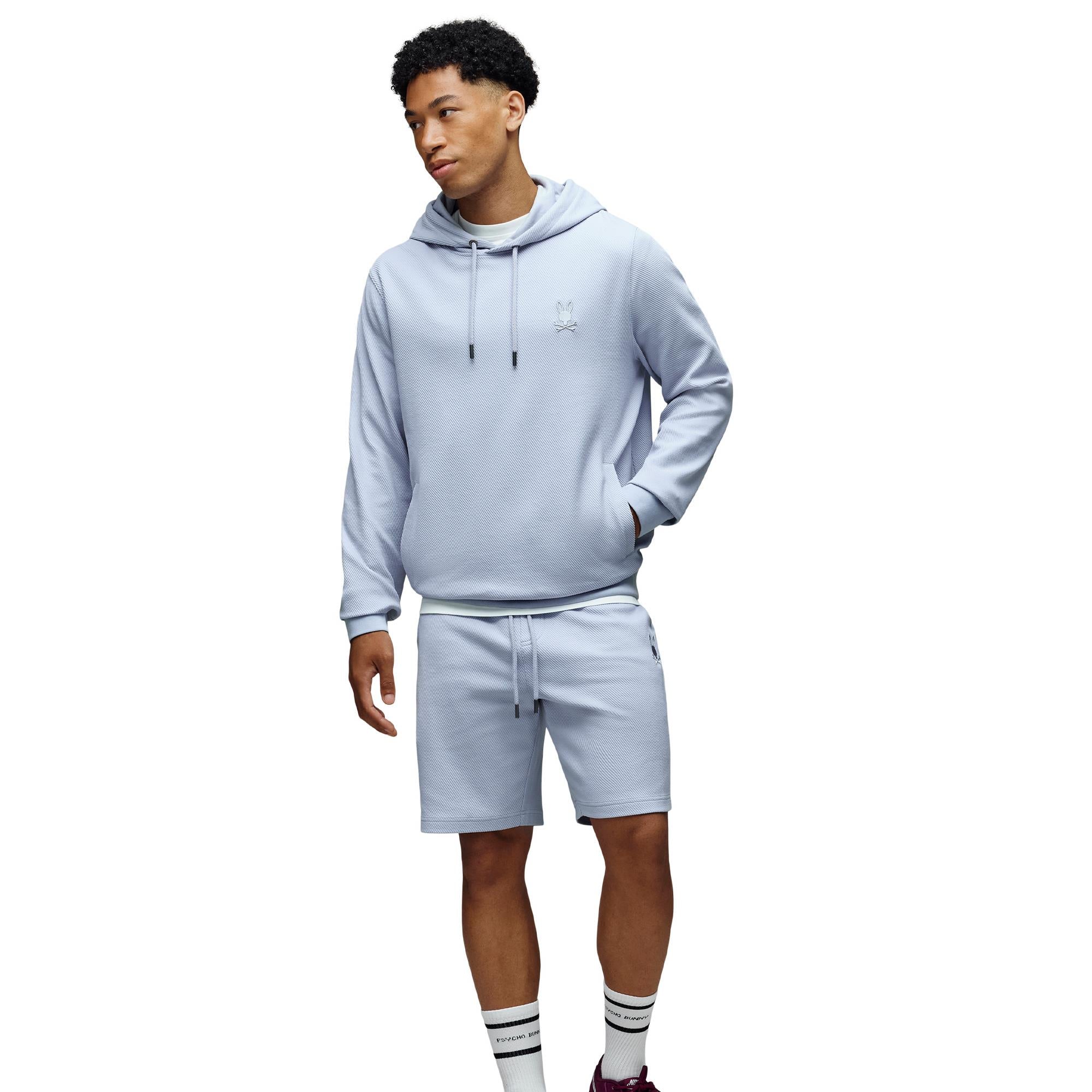 Psycho Bunny Kai Twill Texture Mens Hoodie Zen Blue