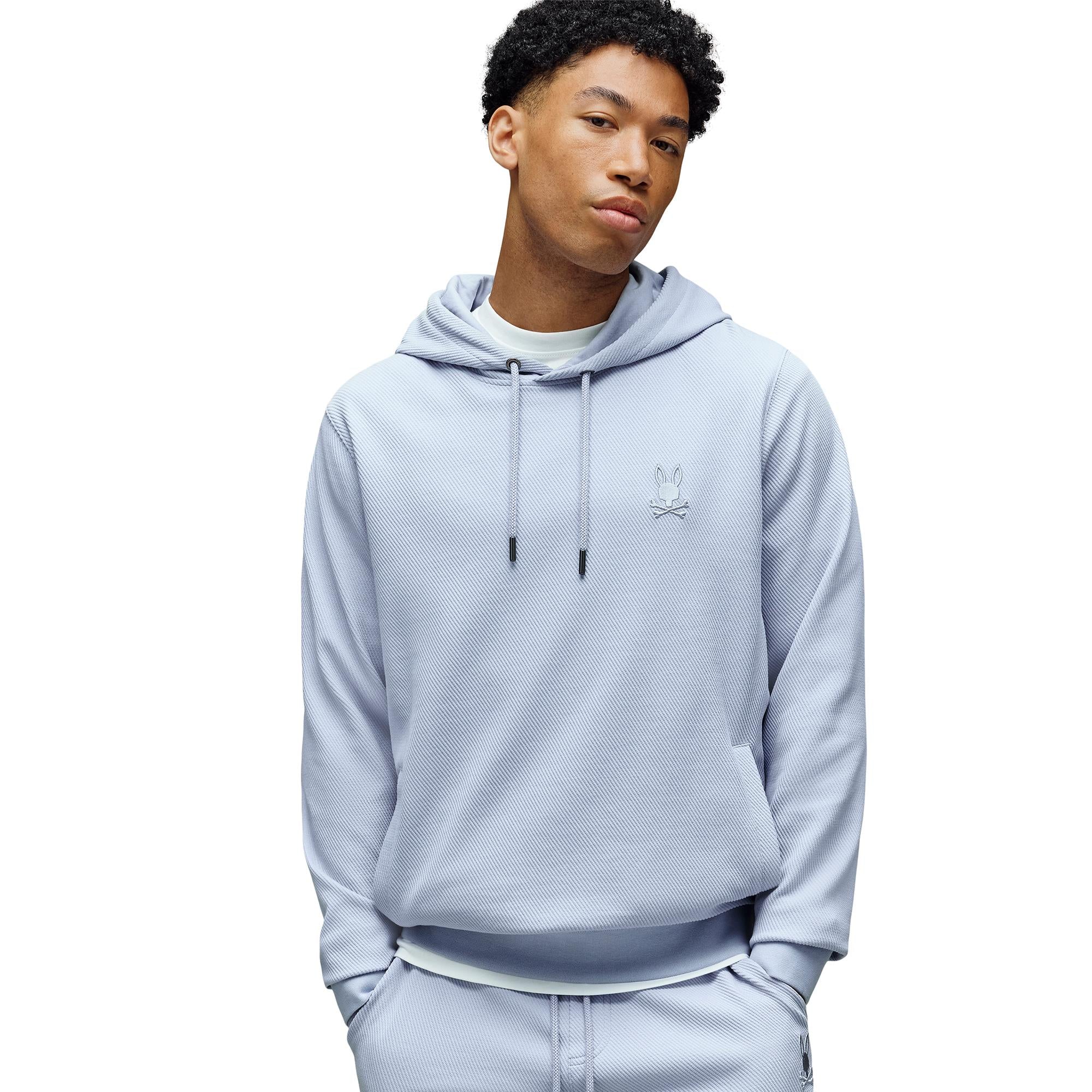 Psycho Bunny Kai Twill Texture Mens Hoodie Zen Blue