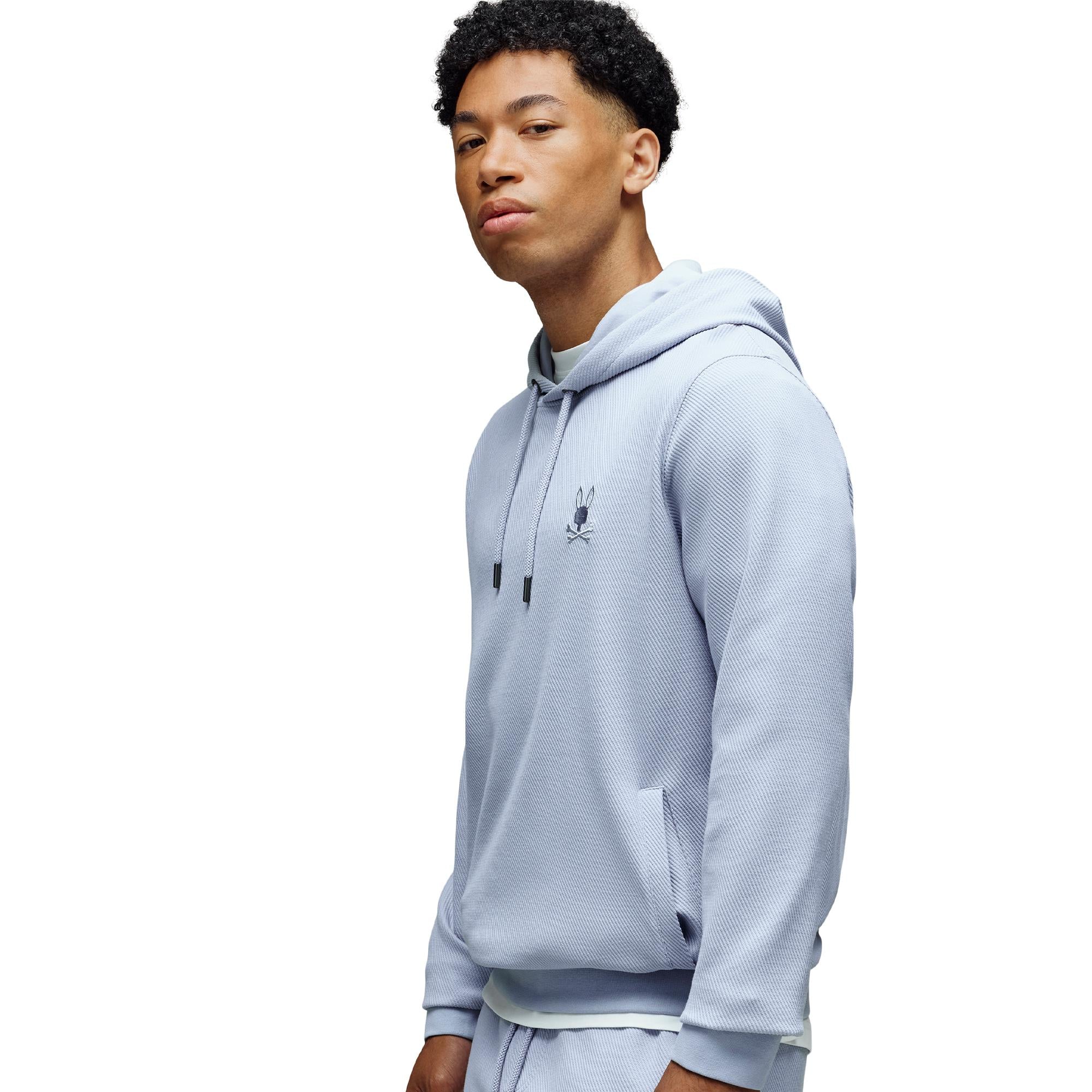 Psycho Bunny Kai Twill Texture Mens Hoodie Zen Blue