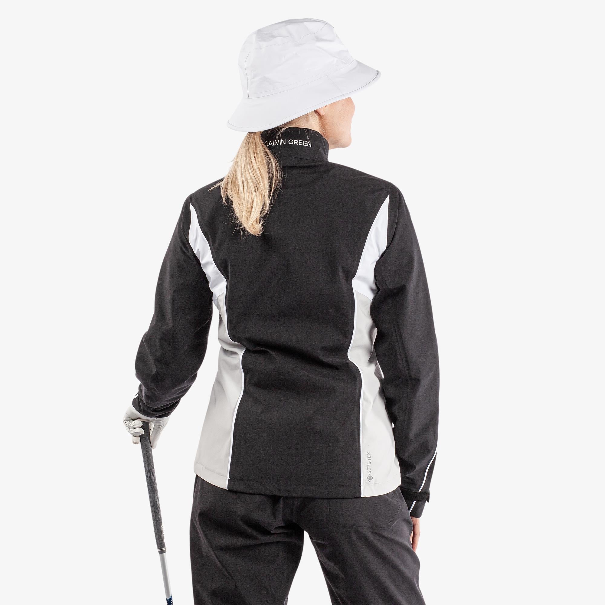 Galvin Green Ally Paclite Gore-Tex Ladies Waterproof Golf Jacket Black/Cool Grey/White