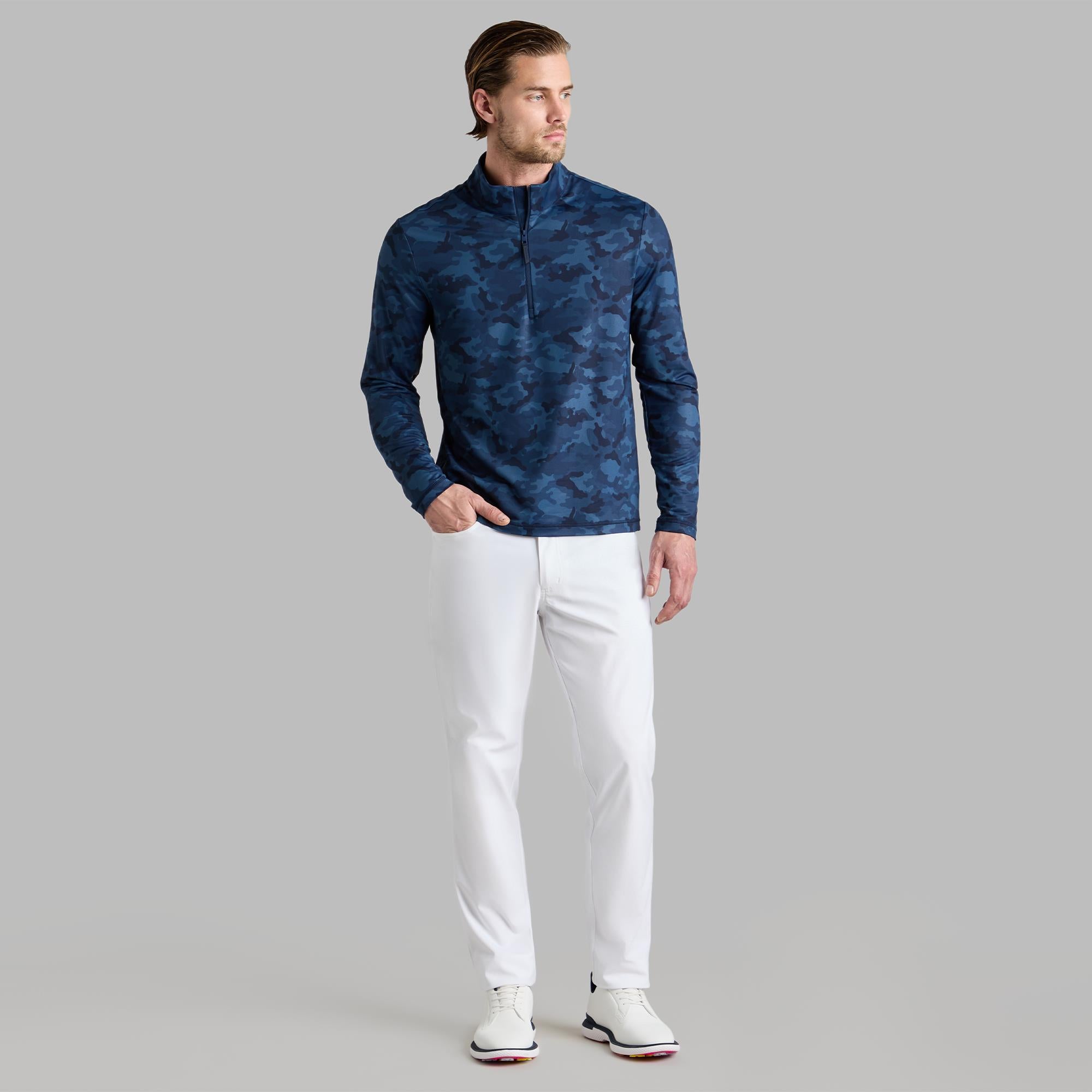 G/FORE Brushed Back Tech Terry Quarter Zip Mens Golf Pullover Twilight Camo