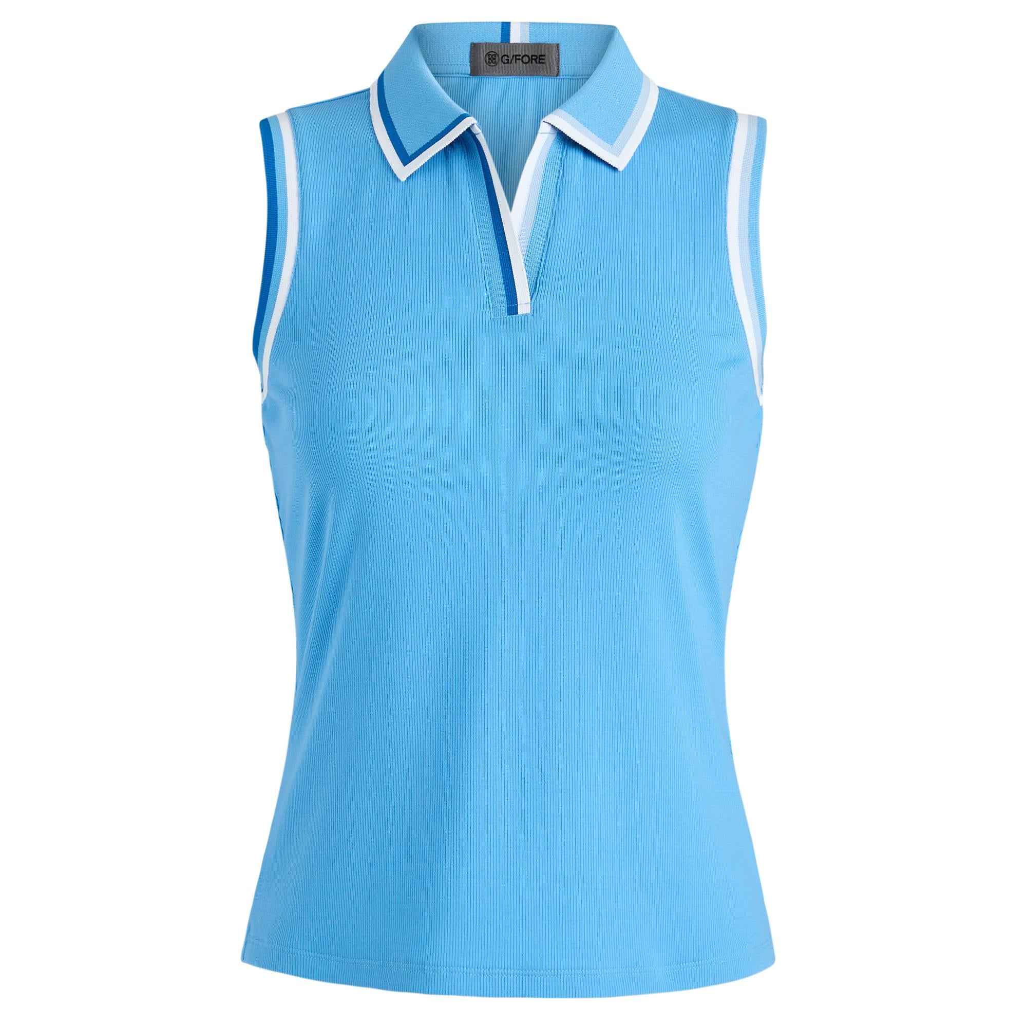 G/FORE Johnny Collar Tech Nylon Rib Ladies Sleeveless Golf Polo Shirt Azul