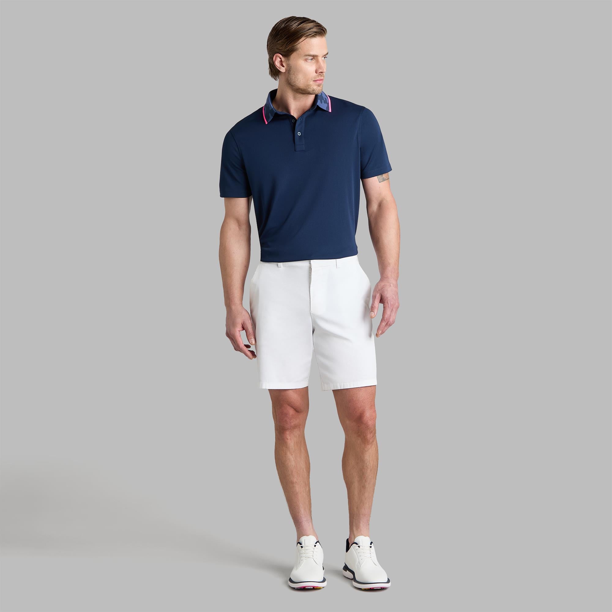 G/FORE Camo Skull & T's Camo Collar Performance Pique Mens Golf Polo Shirt Twilight