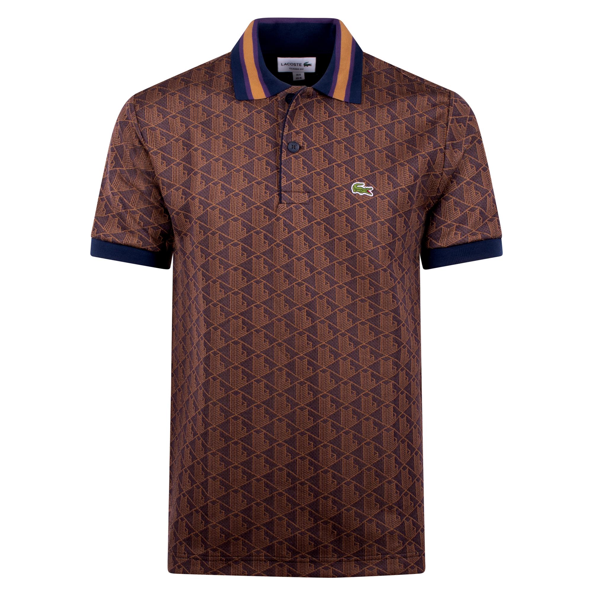 Mens Lacoste Monogram Motif Polo Shirt Velvet