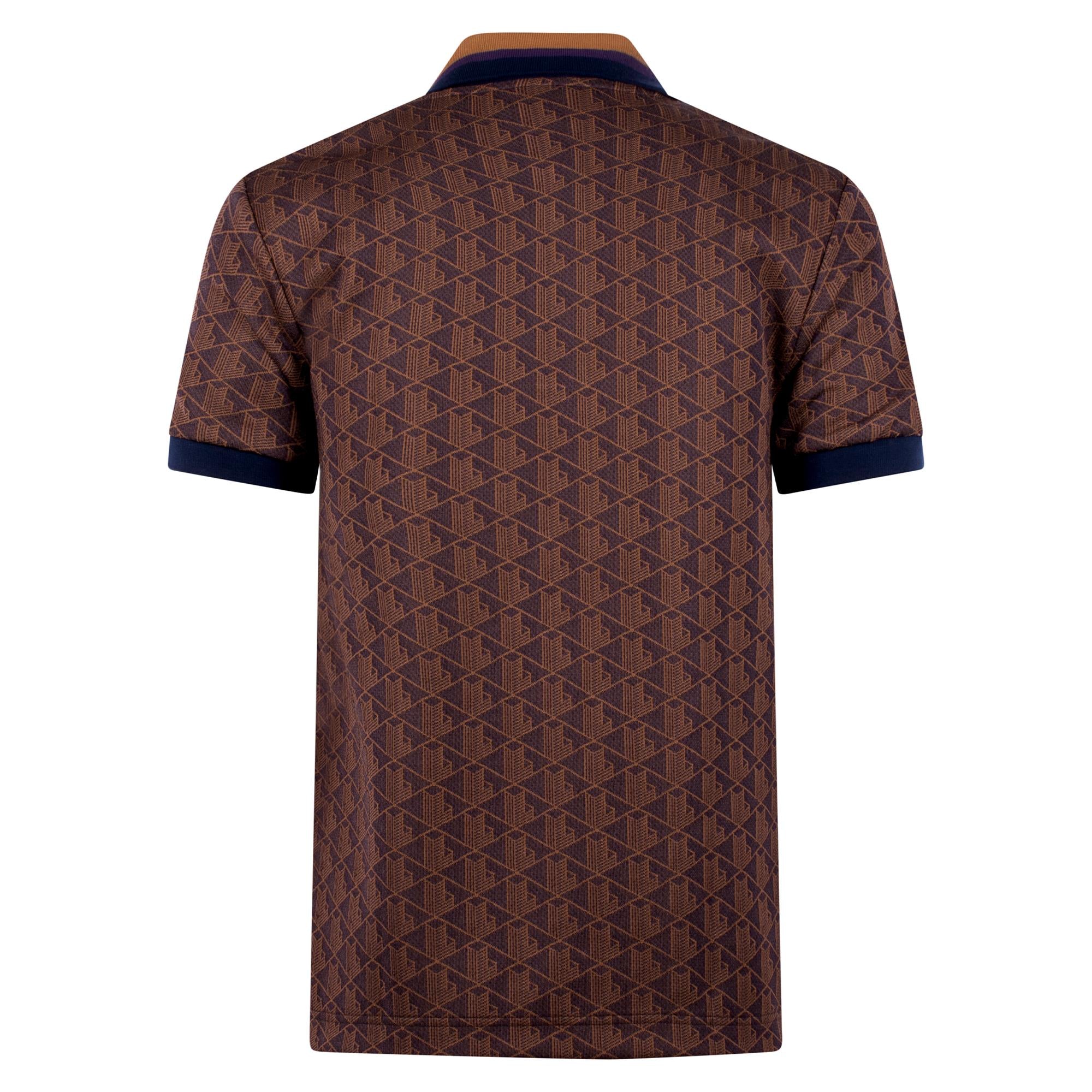 Mens Lacoste Monogram Motif Polo Shirt Velvet