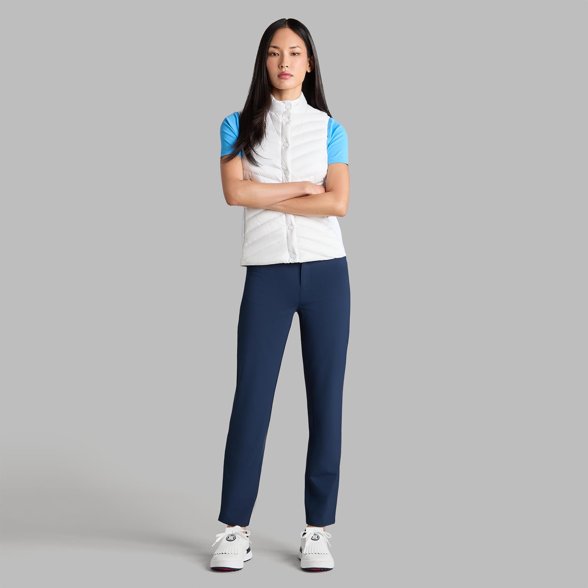 G/FORE V-Down Quilted Strecth Tech Interlock Ladies Golf Vest Chalk White