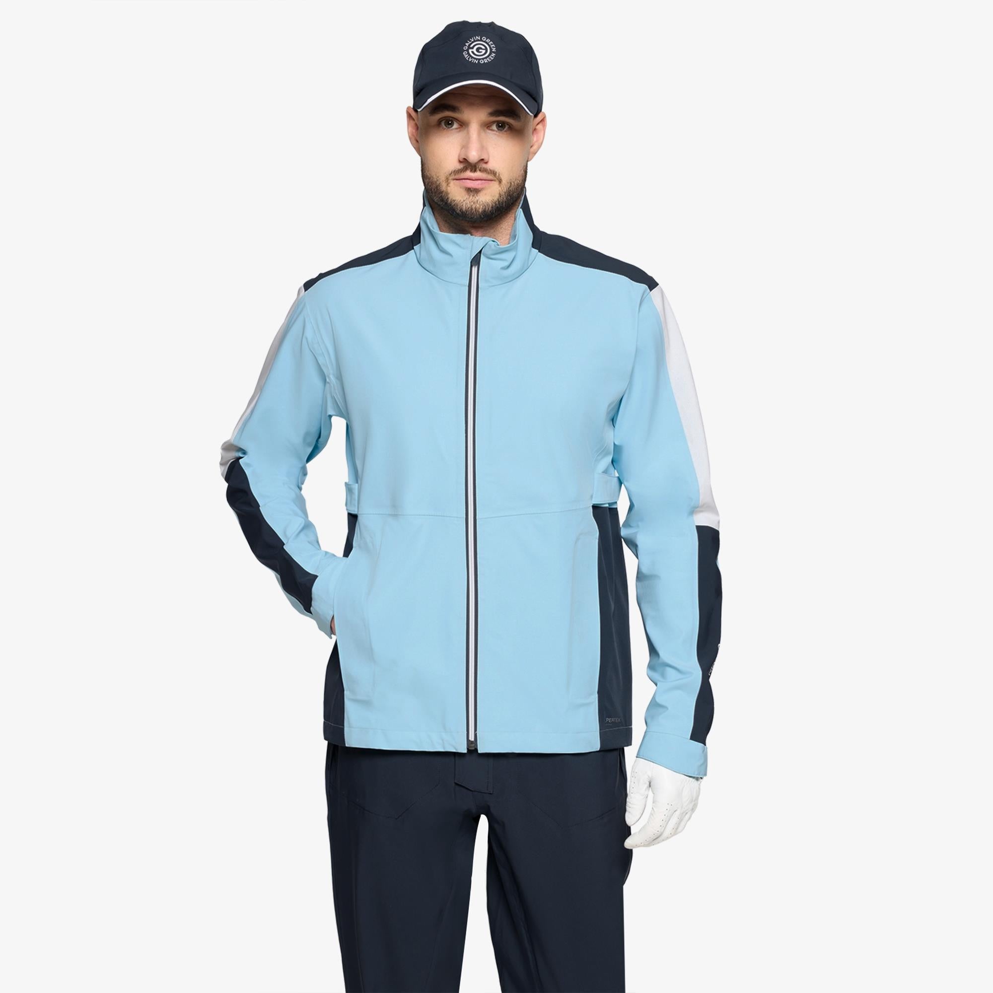 Galvin Green Arlo Dryvr Pertex Mens Waterproof Jacket Crystal Blue/Navy
