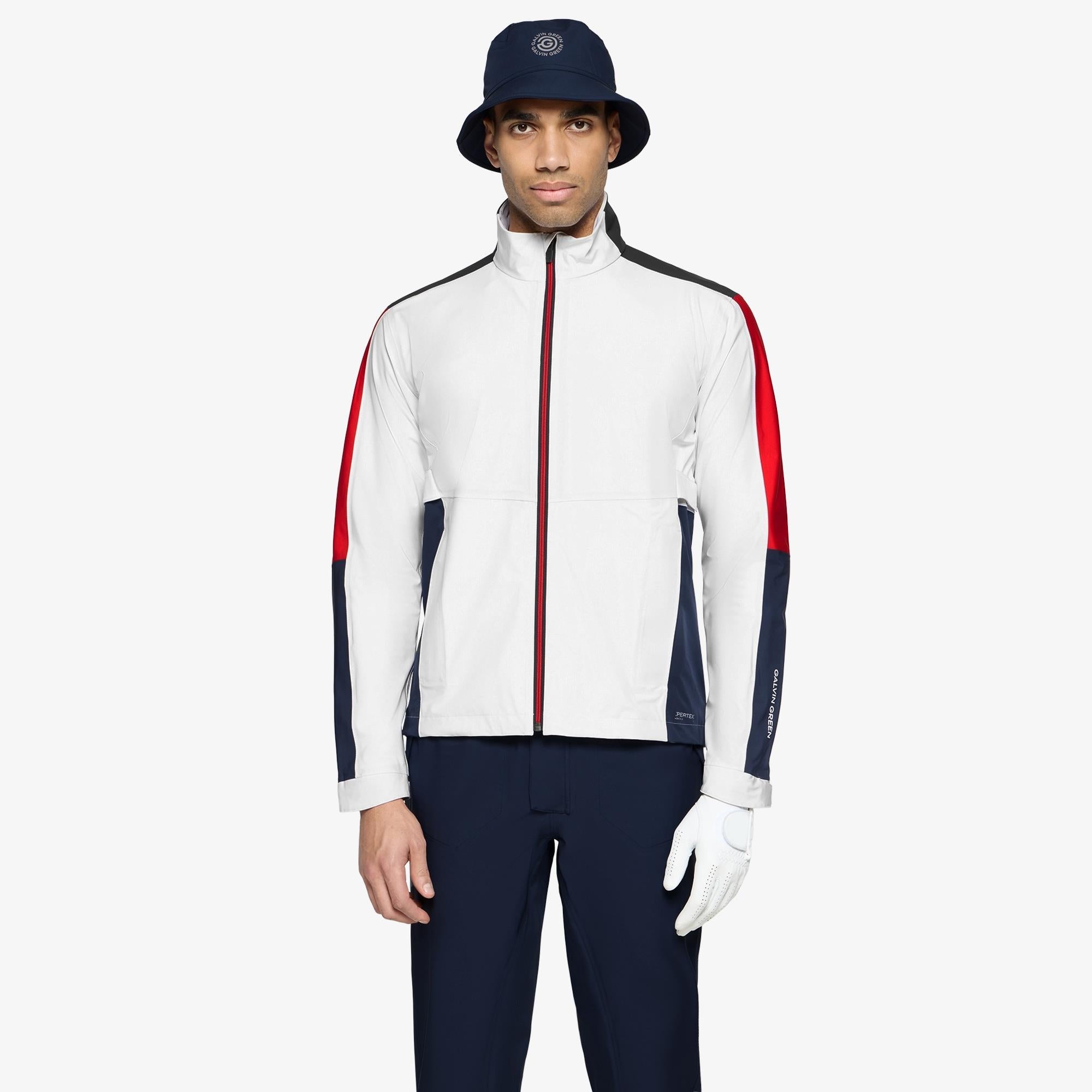 Galvin Green Arlo Dryvr Pertex Mens Waterproof Jacket White/Red
