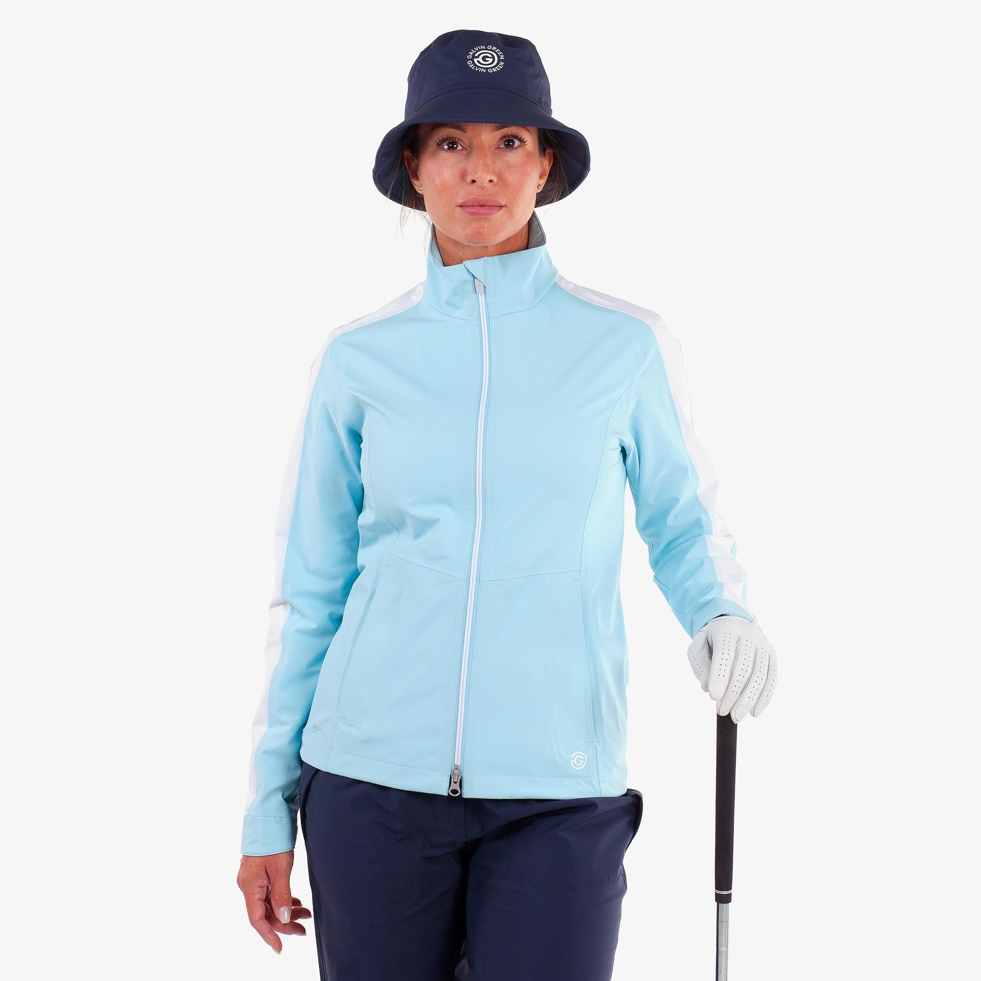 Galvin Green Abby Dryvr Pertex Ladies Waterproof Jacket Crystal Blue/White