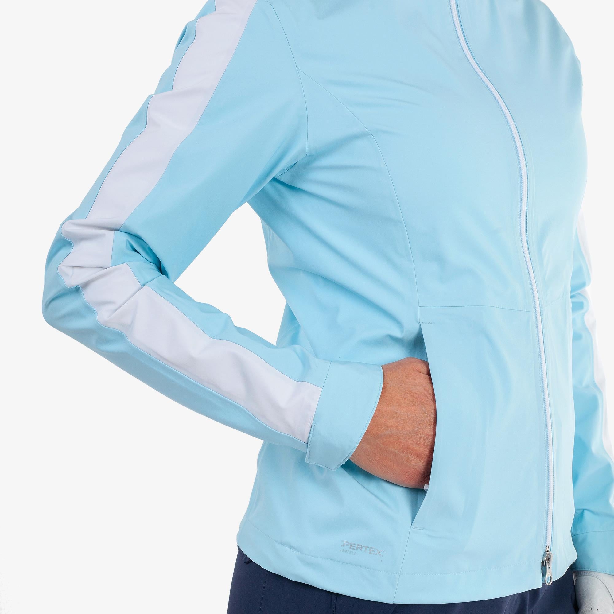 Galvin Green Abby Dryvr Pertex Ladies Waterproof Jacket Crystal Blue/White