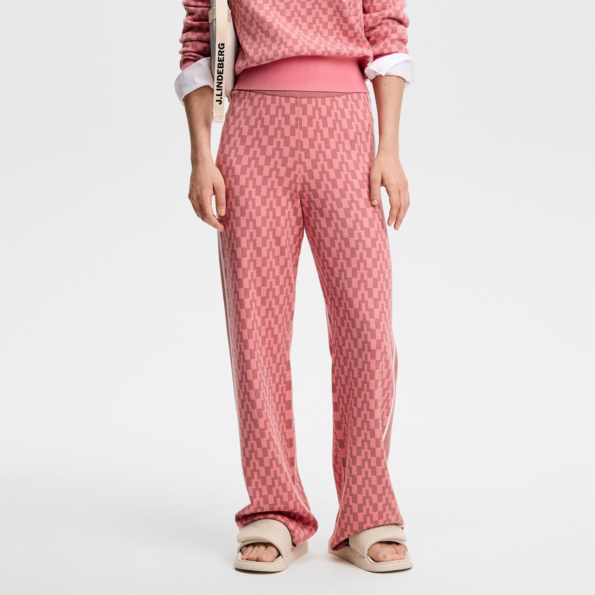 J Lindeberg Kera Knitted Jacquard Ladies Pant Bridge Stack Rose M