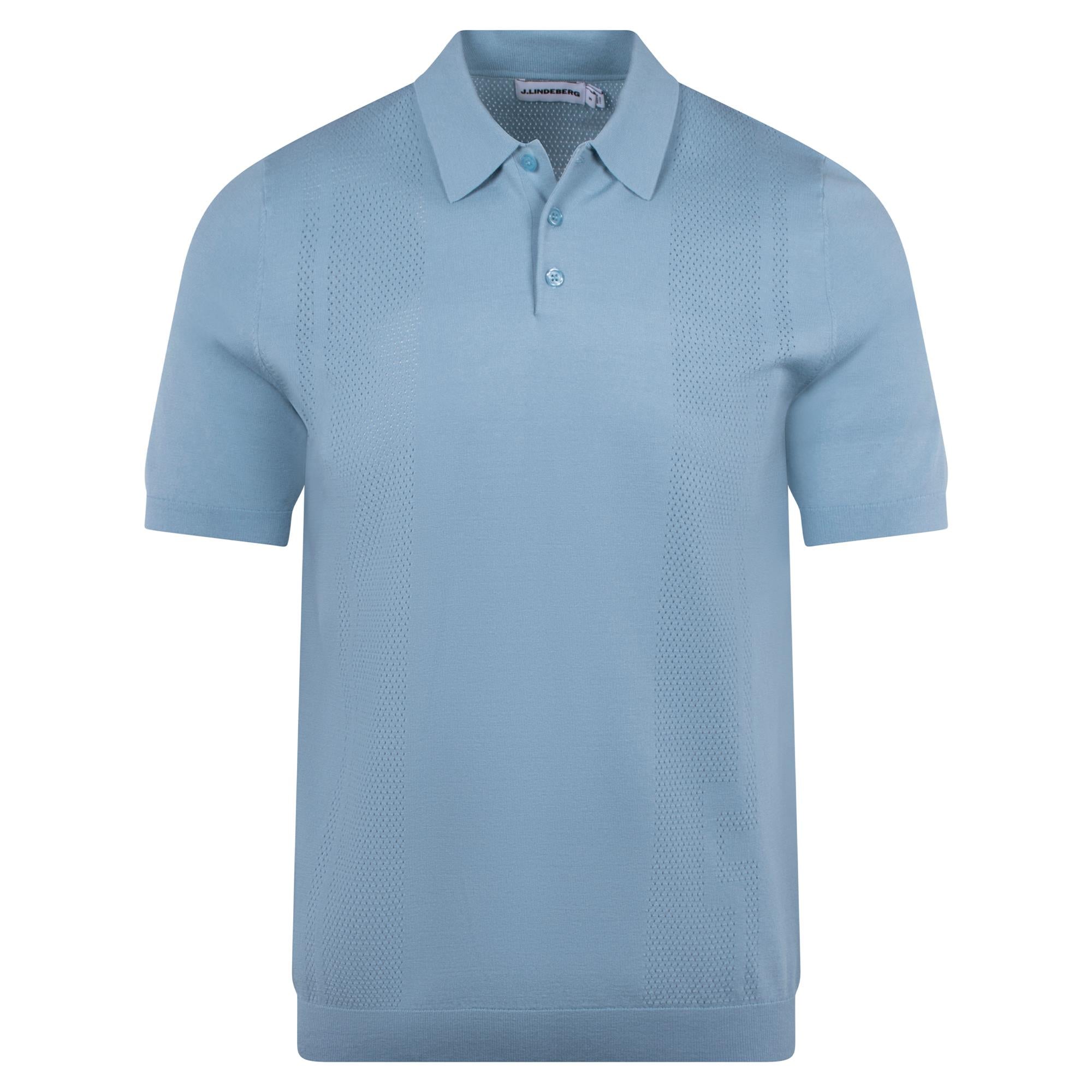 J Lindeberg Reymond Seasonal Knit Mens Polo Shirt Forget-Me-Not Blue