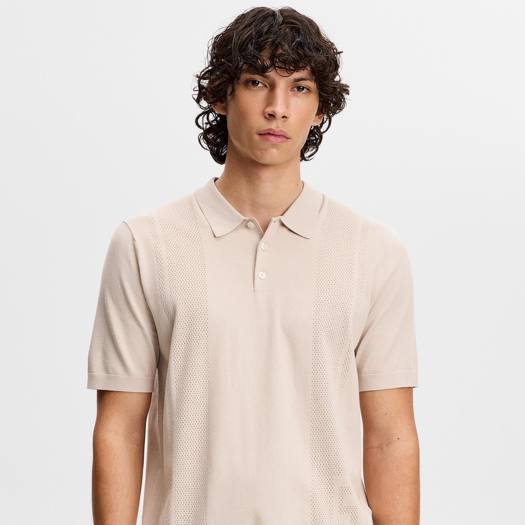 J Lindeberg Reymond Seasonal Knit Mens Polo Shirt Moonbeam