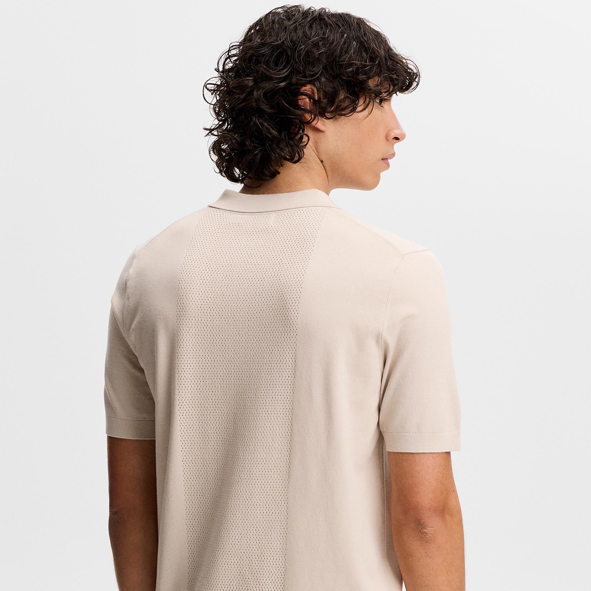 J Lindeberg Reymond Seasonal Knit Mens Polo Shirt Moonbeam