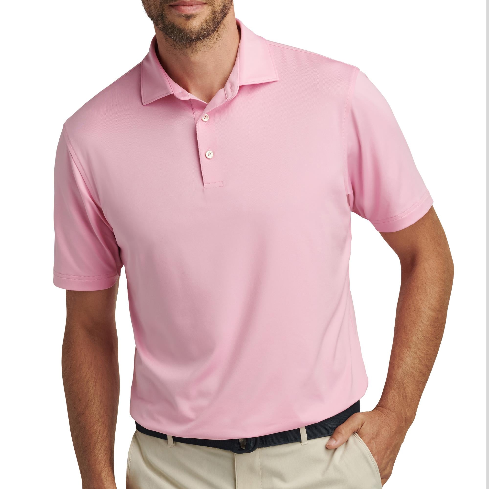 Peter Millar Solid Performance Jesery Polo Shirt Pink Vale